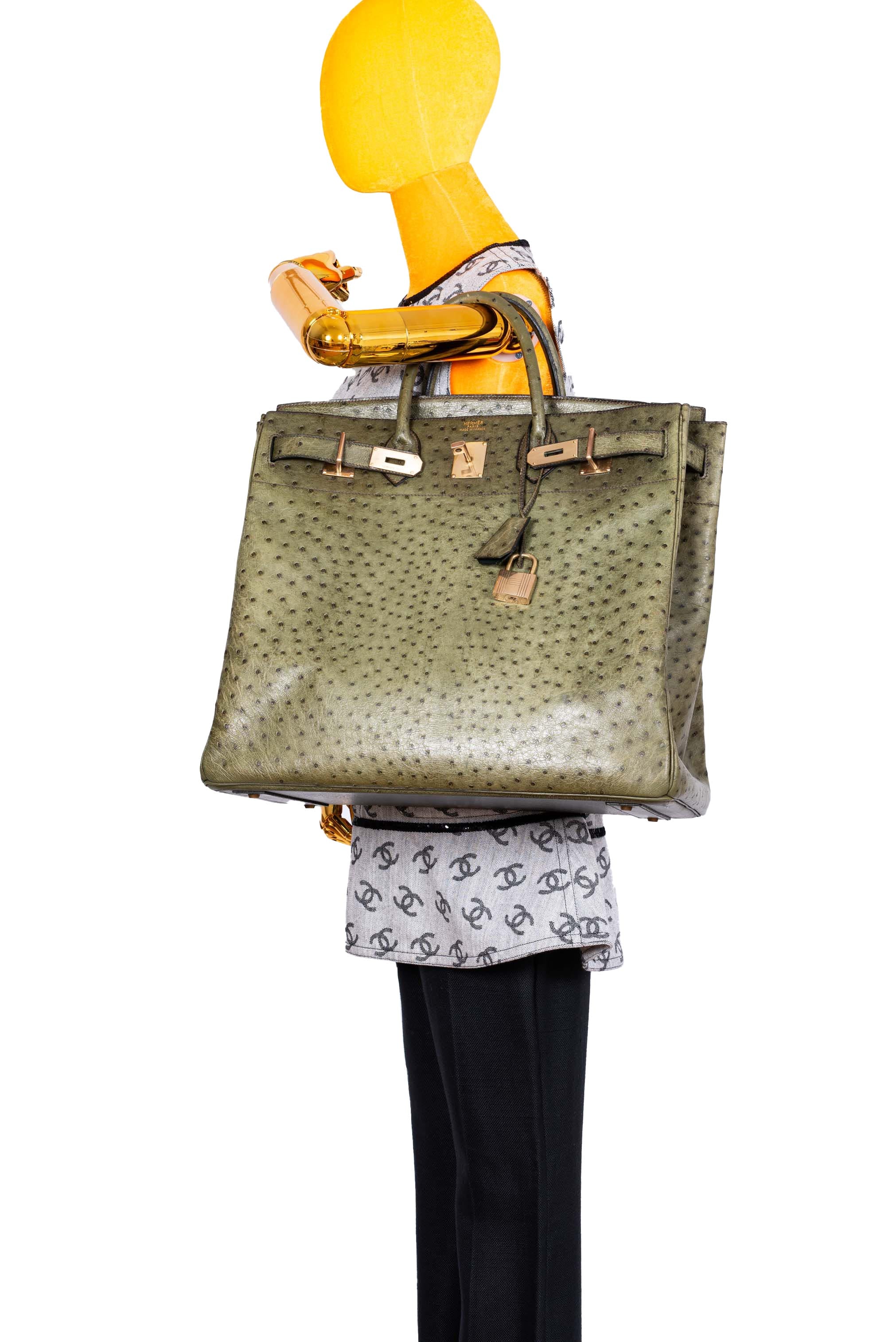 Hermès HAC Birkin 40 Vert Olive Ostrich Gold Hardware