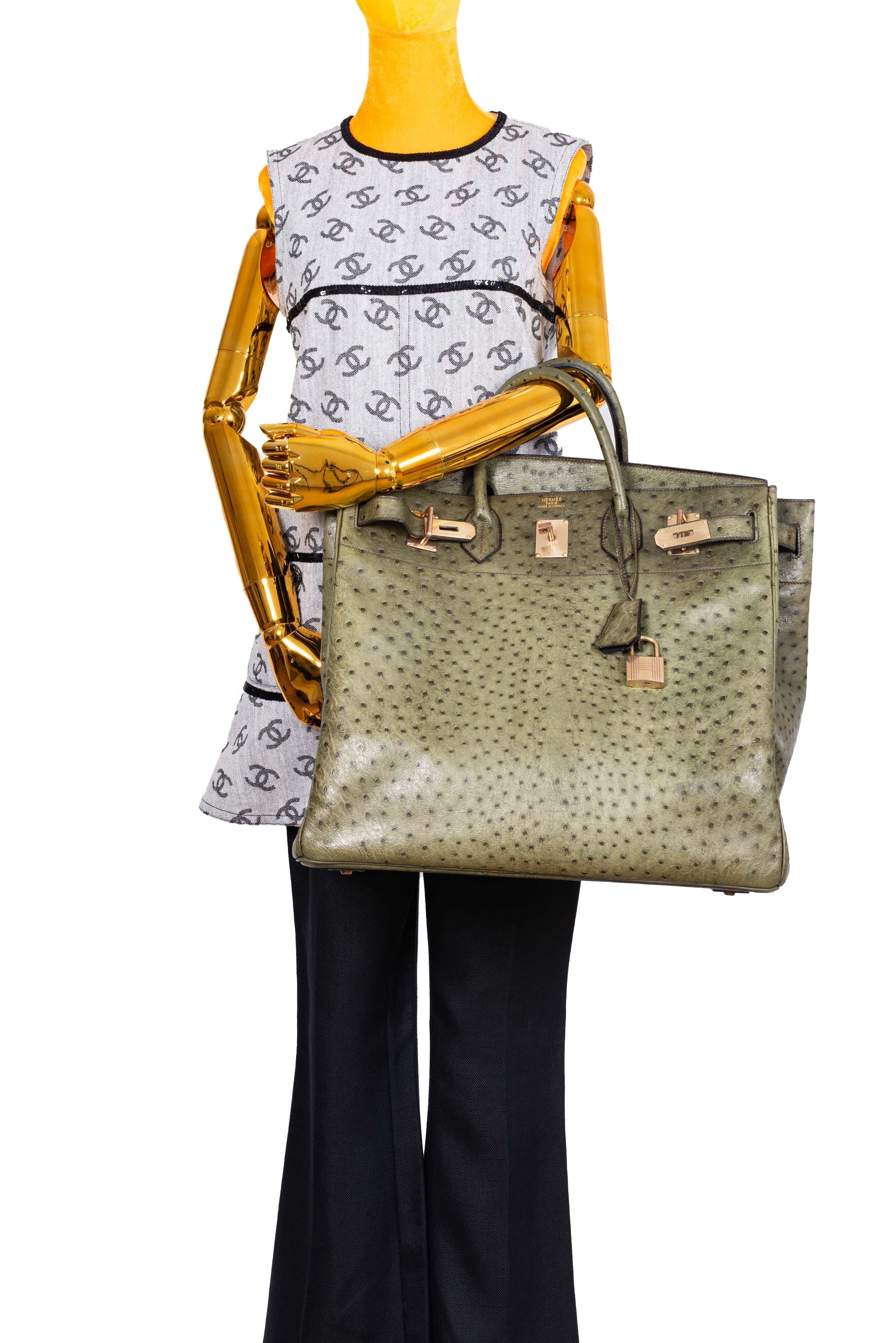 Hermès HAC Birkin 40 Vert Olive Ostrich Gold Hardware