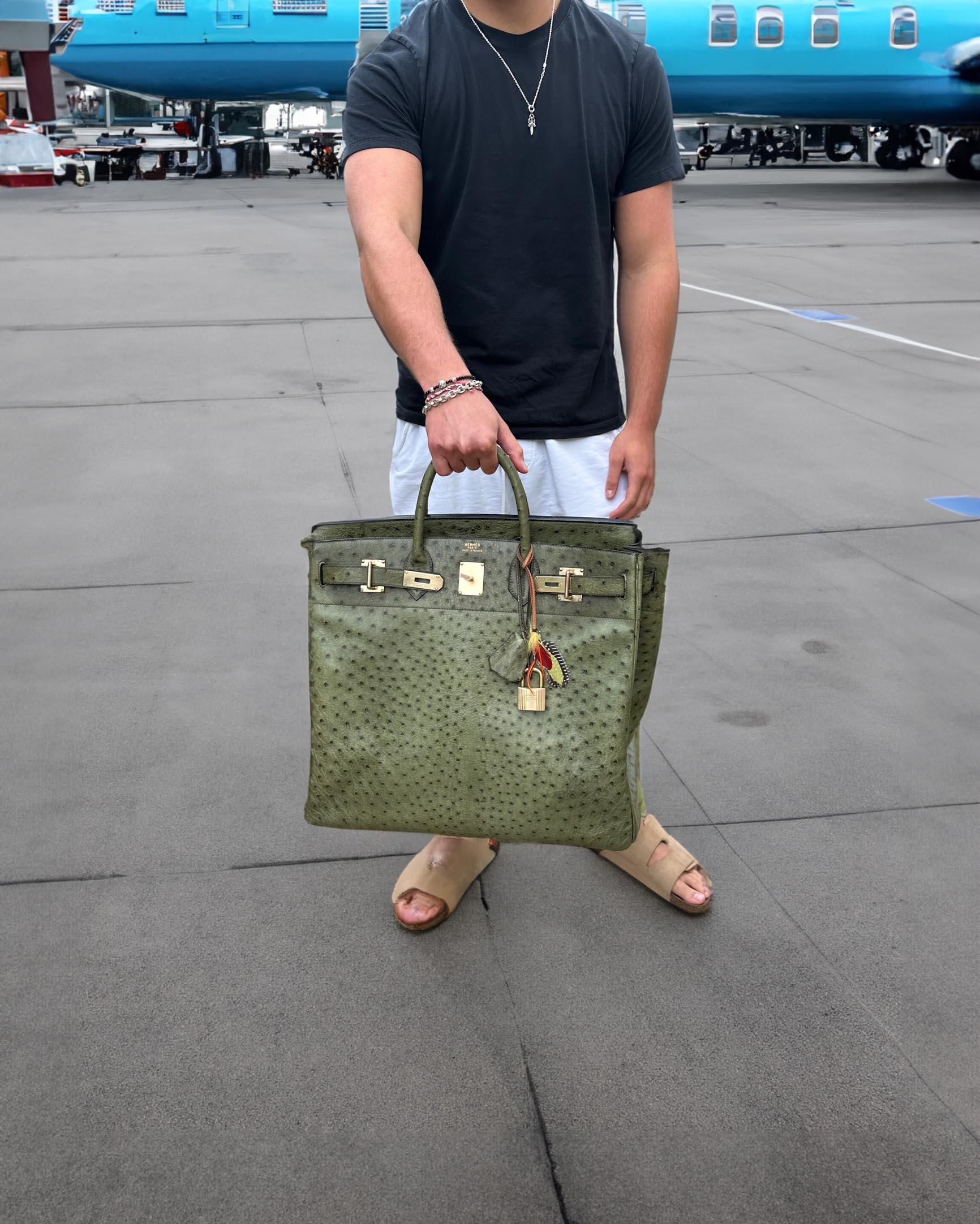 Hermès HAC Birkin 40 Vert Olive Ostrich Gold Hardware