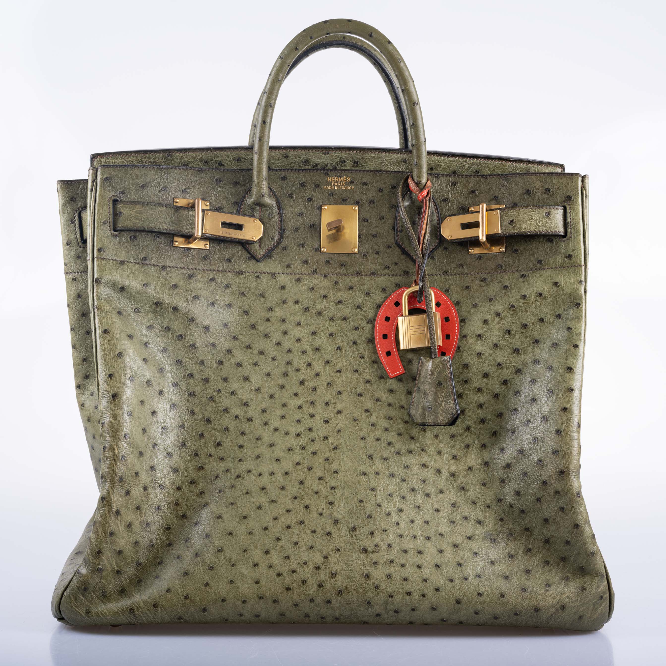 Hermès HAC Birkin 40 Vert Olive Ostrich Gold Hardware