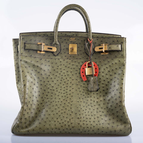 Hermès HAC Birkin 40 Vert Olive Ostrich Gold Hardware