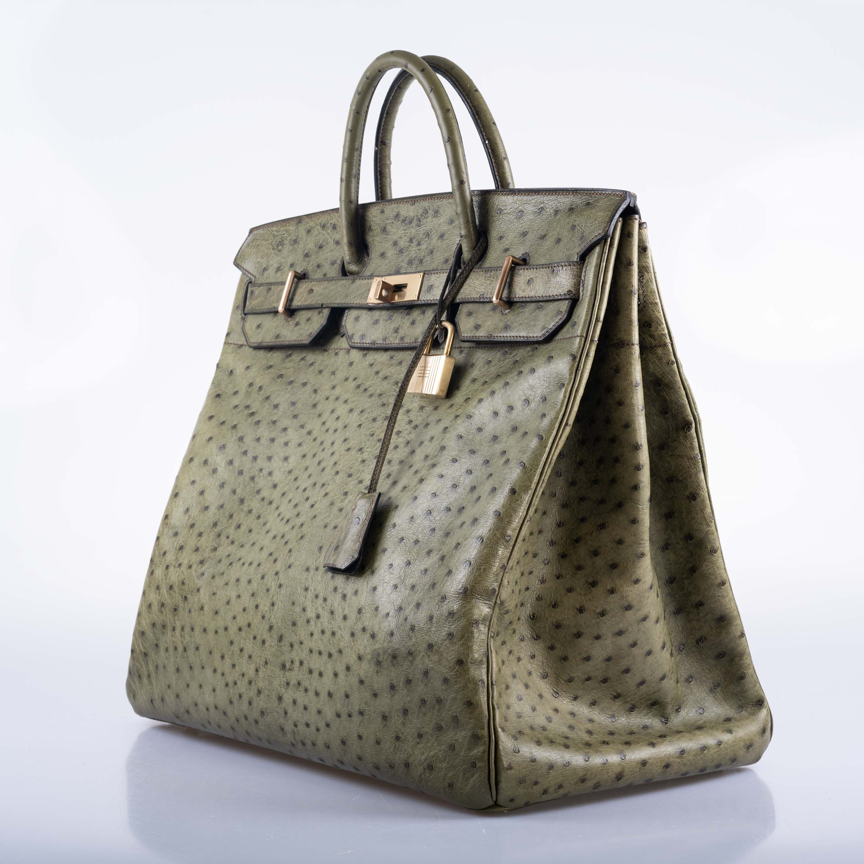 Hermès HAC Birkin 40 Vert Olive Ostrich Gold Hardware