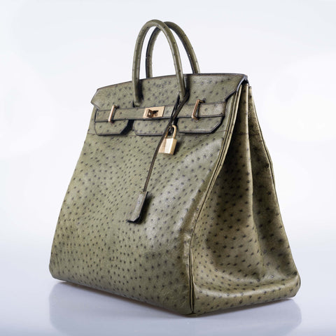 Hermès HAC Birkin 40 Vert Olive Ostrich Gold Hardware