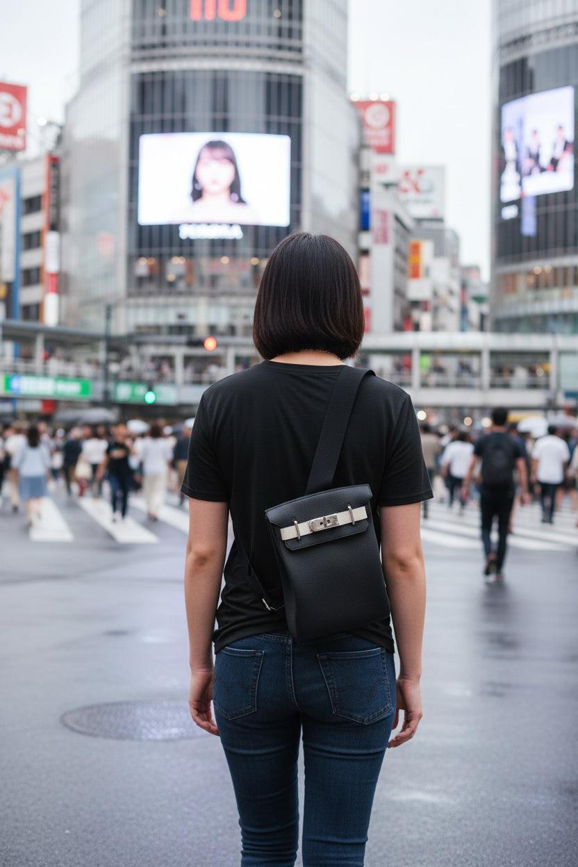 Hermès HAC à Dos PM HSS Special Order Black Togo & Craie Swift Palladium Hardware