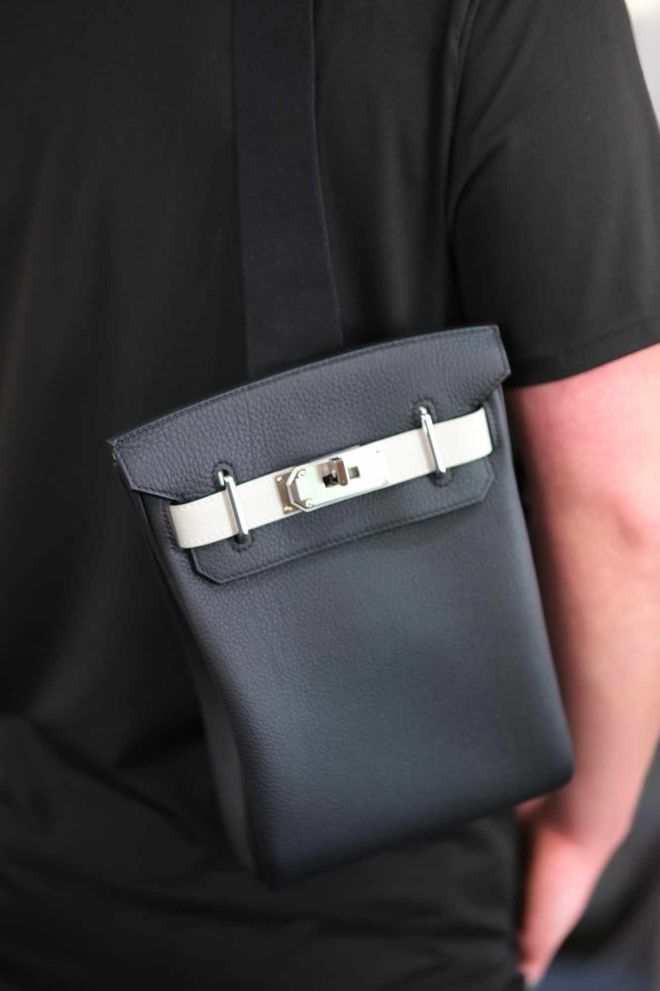 Hermès HAC à Dos PM HSS Special Order Black Togo & Craie Swift Palladium Hardware