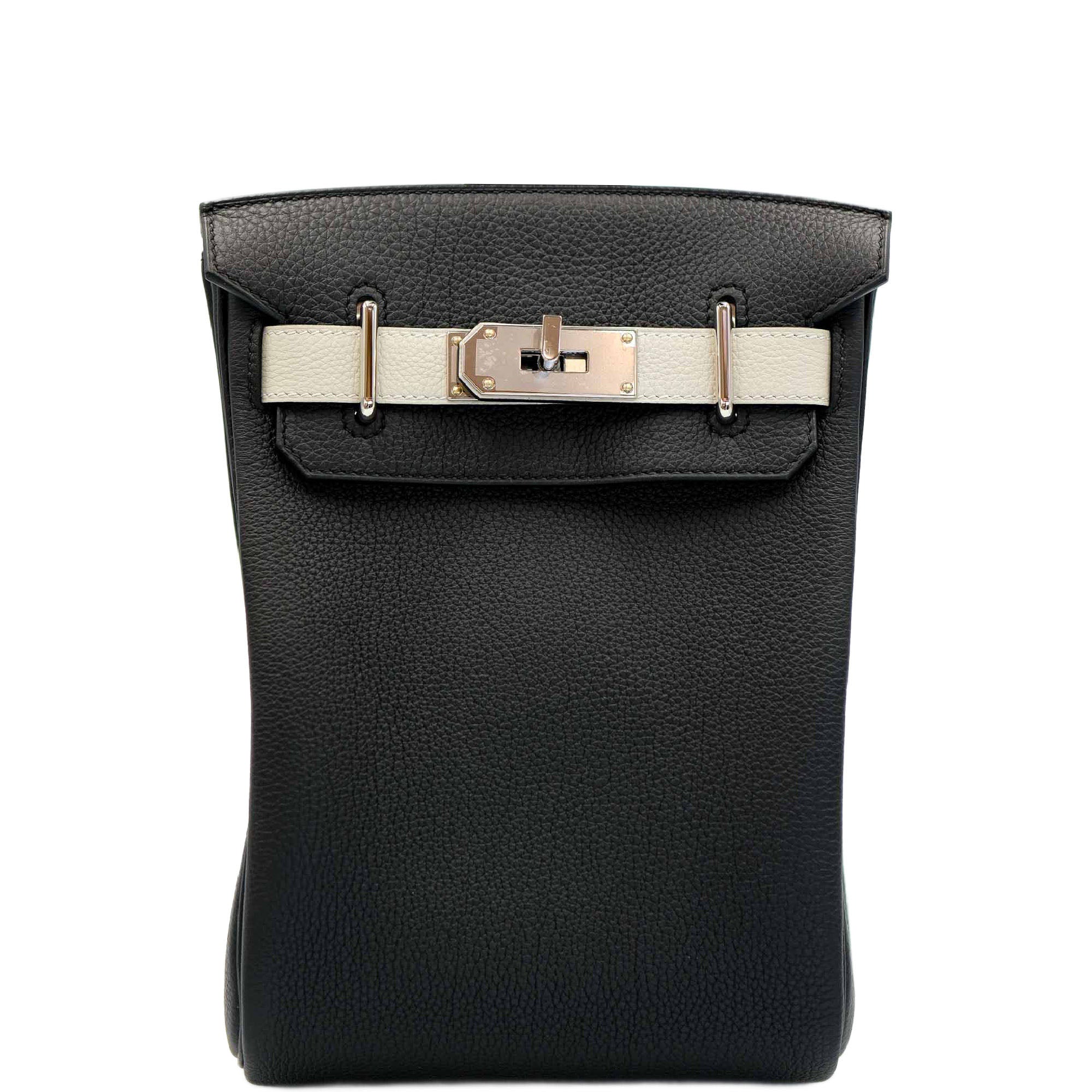 Hermès HAC à Dos PM HSS Special Order Black Togo & Craie Swift Palladium Hardware
