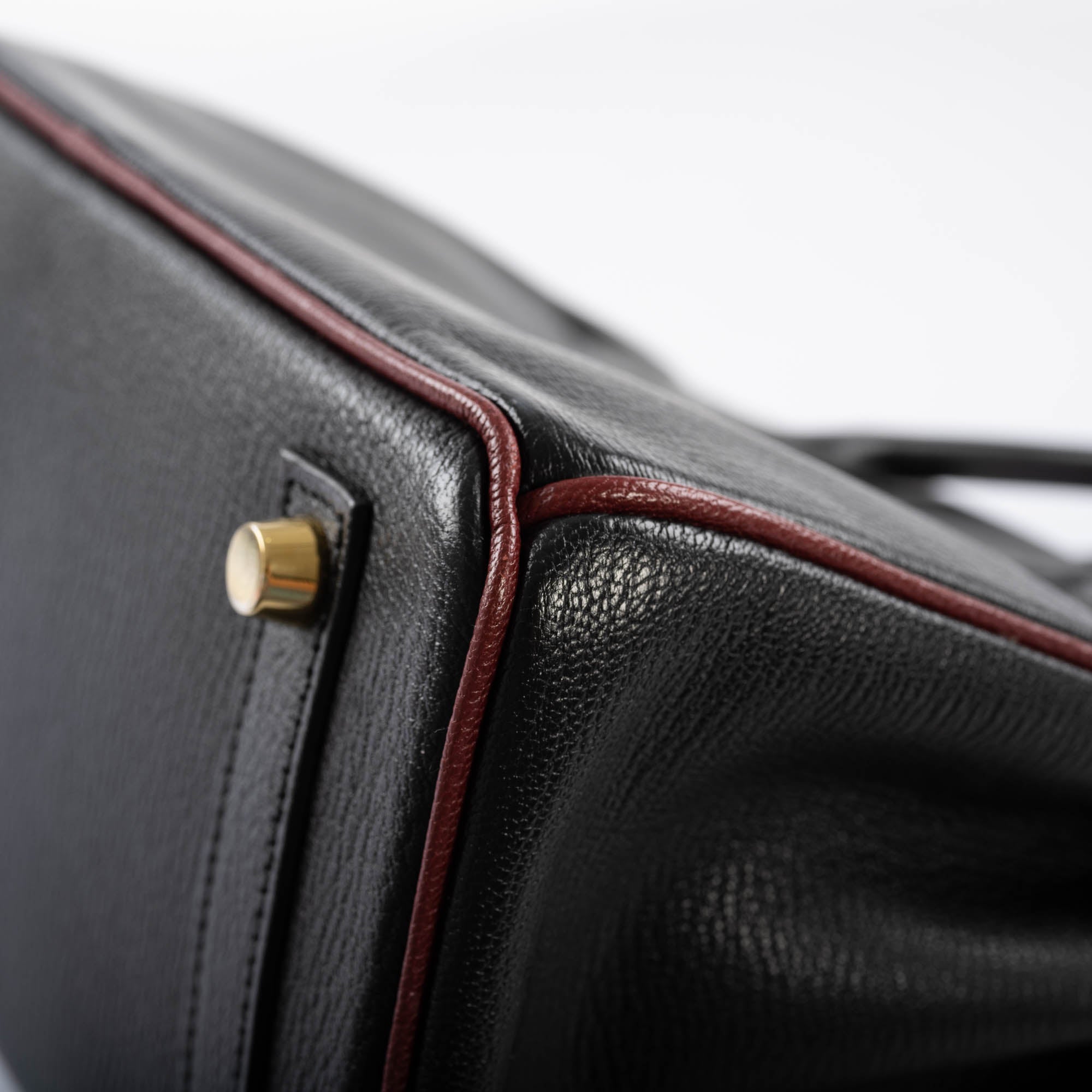 Hermès HSS Birkin 25 Black and Rouge H Chevre Gold Hardware