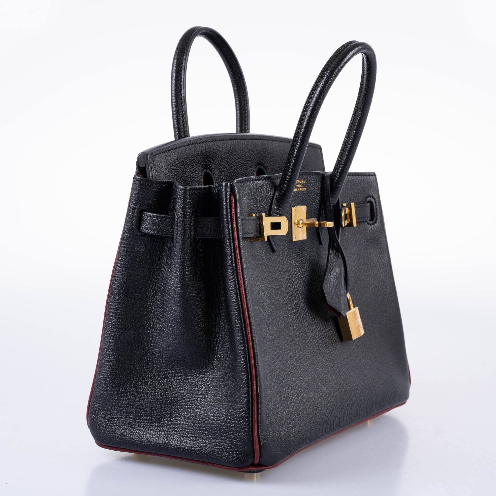 Hermès HSS Birkin 25 Black and Rouge H Chevre Gold Hardware