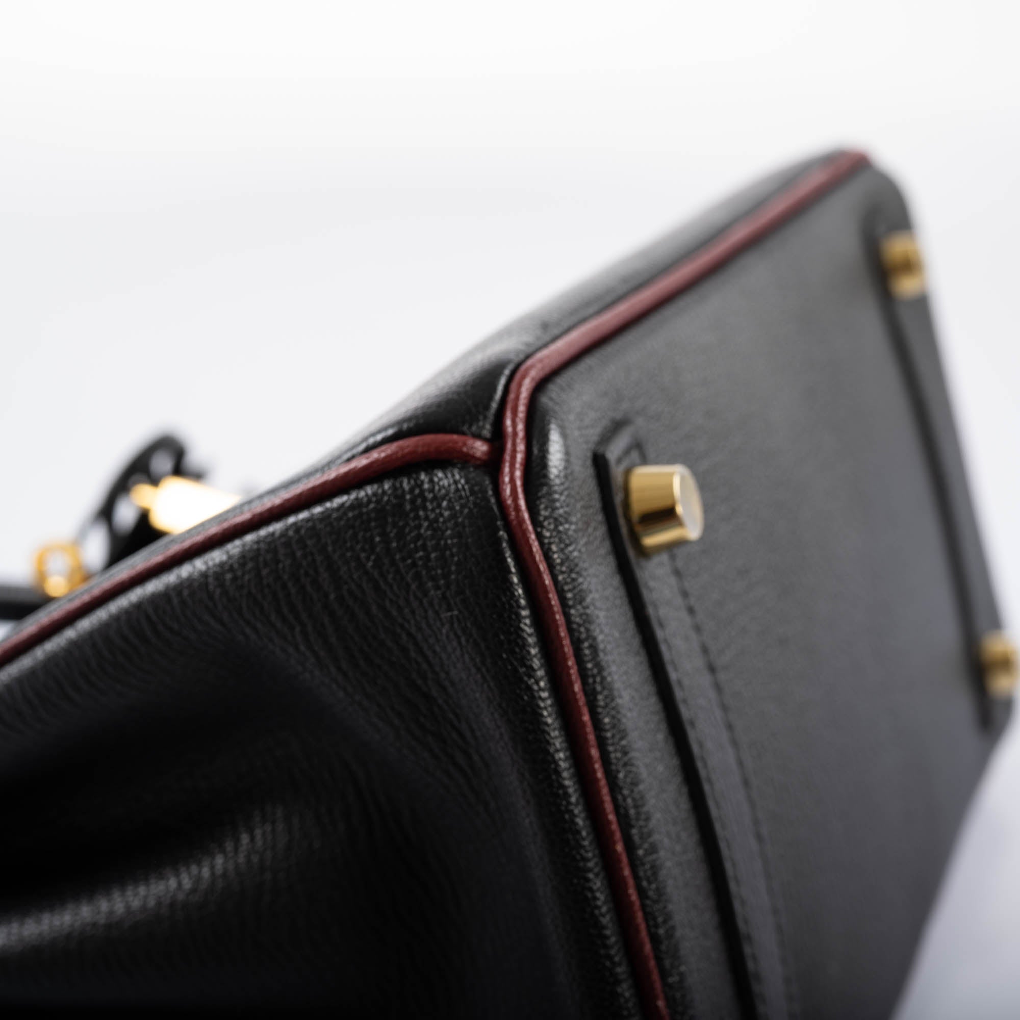 Hermès HSS Birkin 25 Black and Rouge H Chevre Gold Hardware