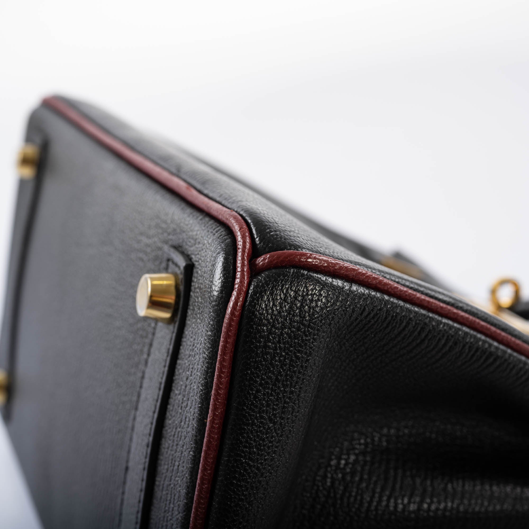 Hermès HSS Birkin 25 Black and Rouge H Chevre Gold Hardware