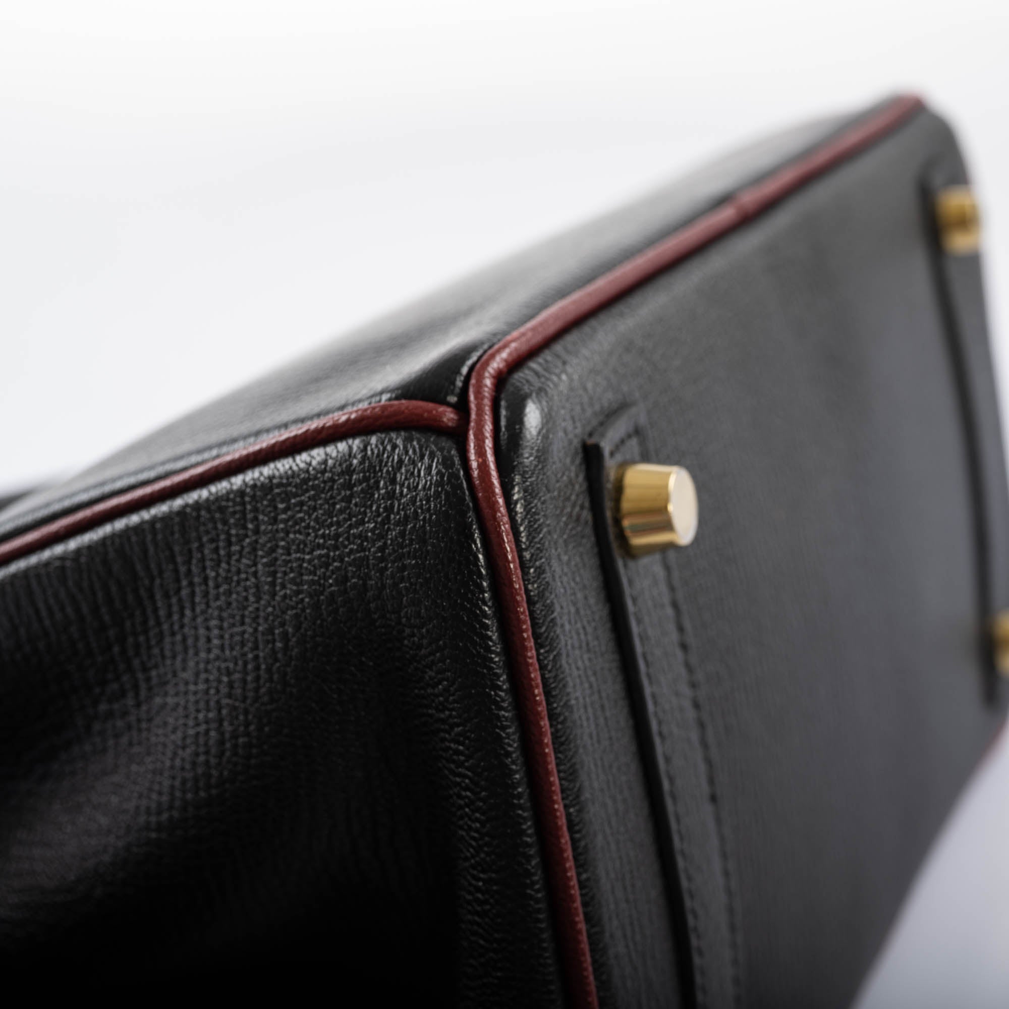 Hermès HSS Birkin 25 Black and Rouge H Chevre Gold Hardware