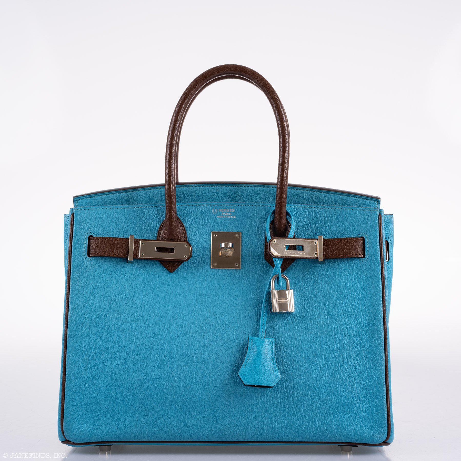 Hermès HSS Birkin 30 Bleu Aztec and Havane Chevre Palladium Hardware