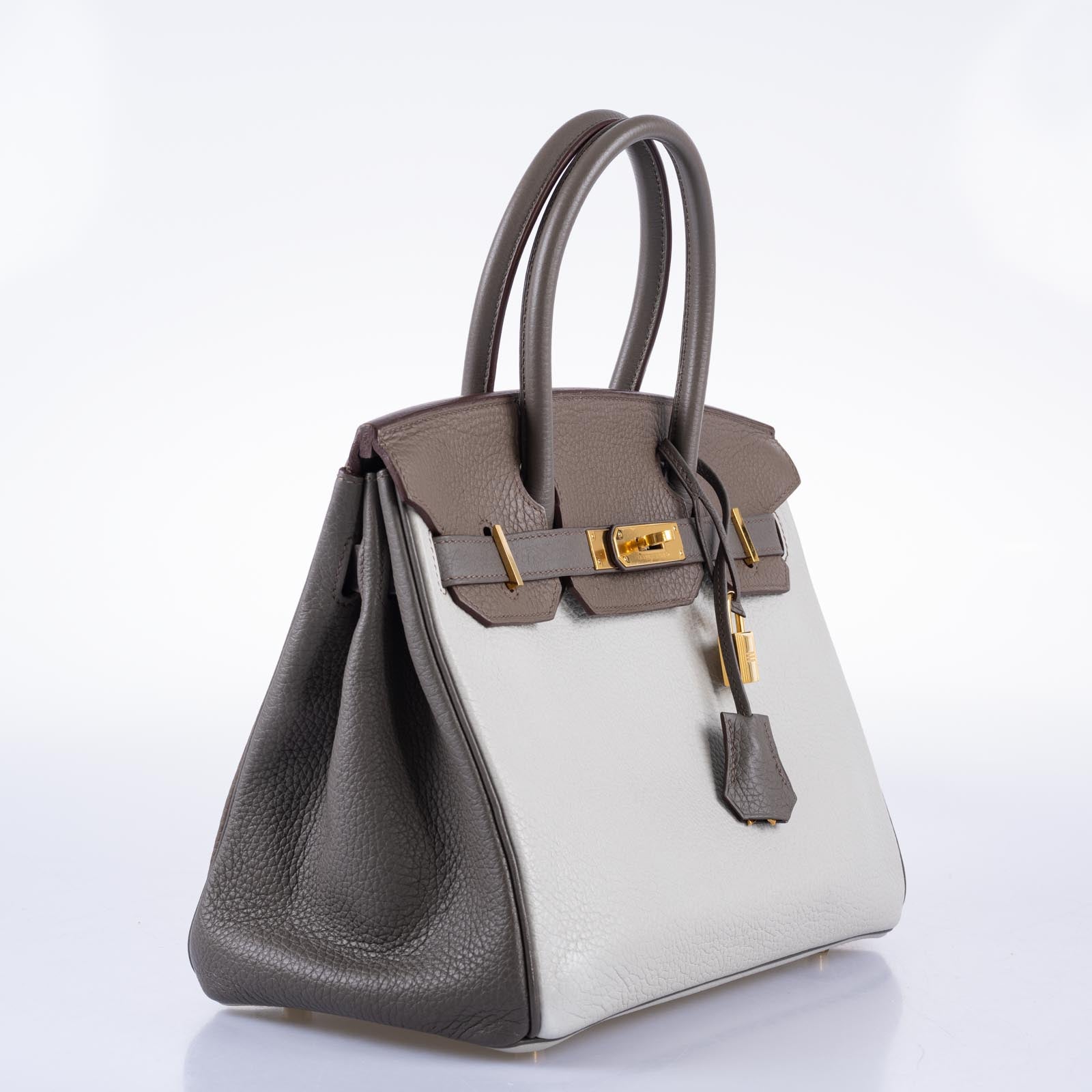 Hermès HSS Birkin 30 Etain, Gris Perle and Etoupe Clemence Gold Hardware