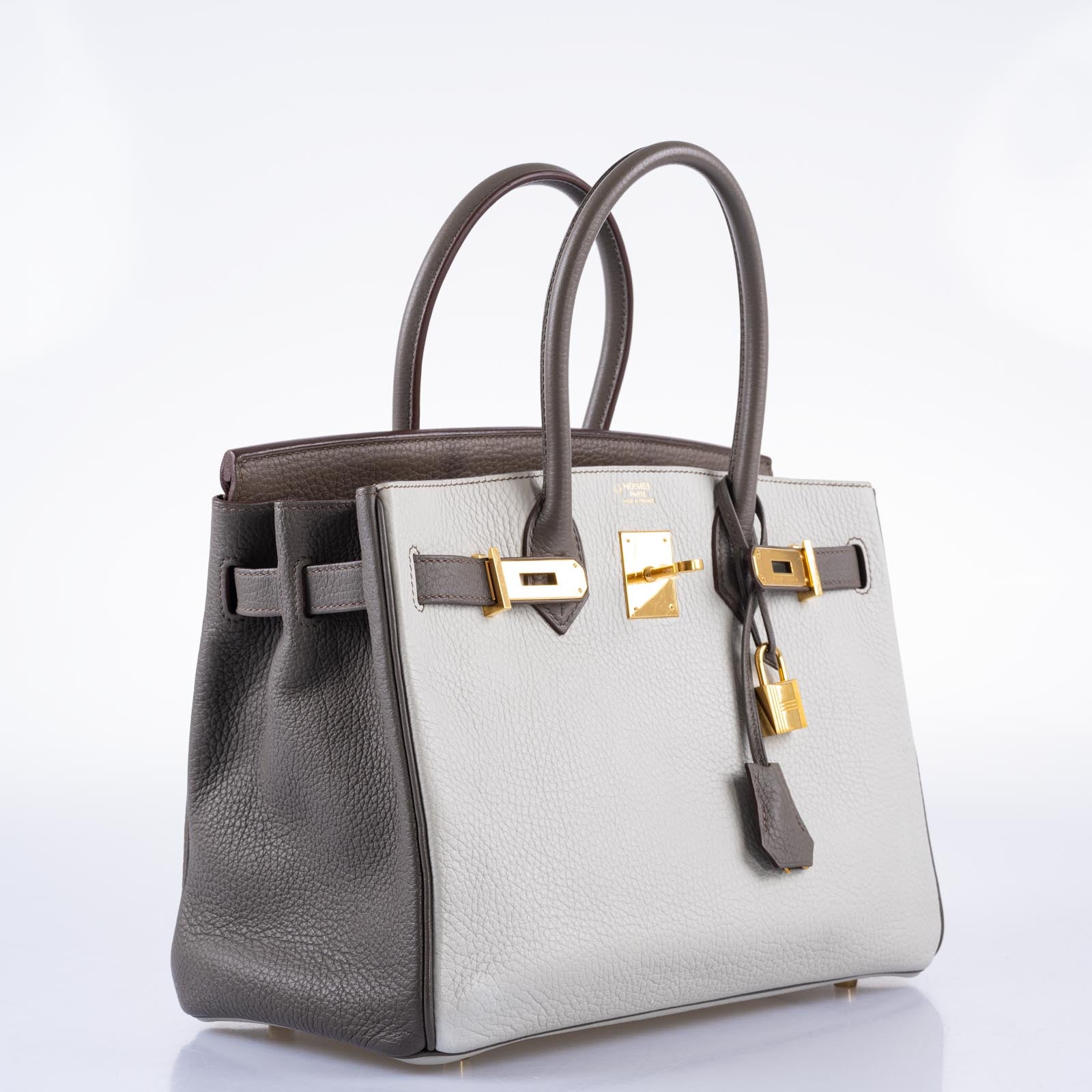 Hermès HSS Birkin 30 Etain, Gris Perle and Etoupe Clemence Gold Hardware
