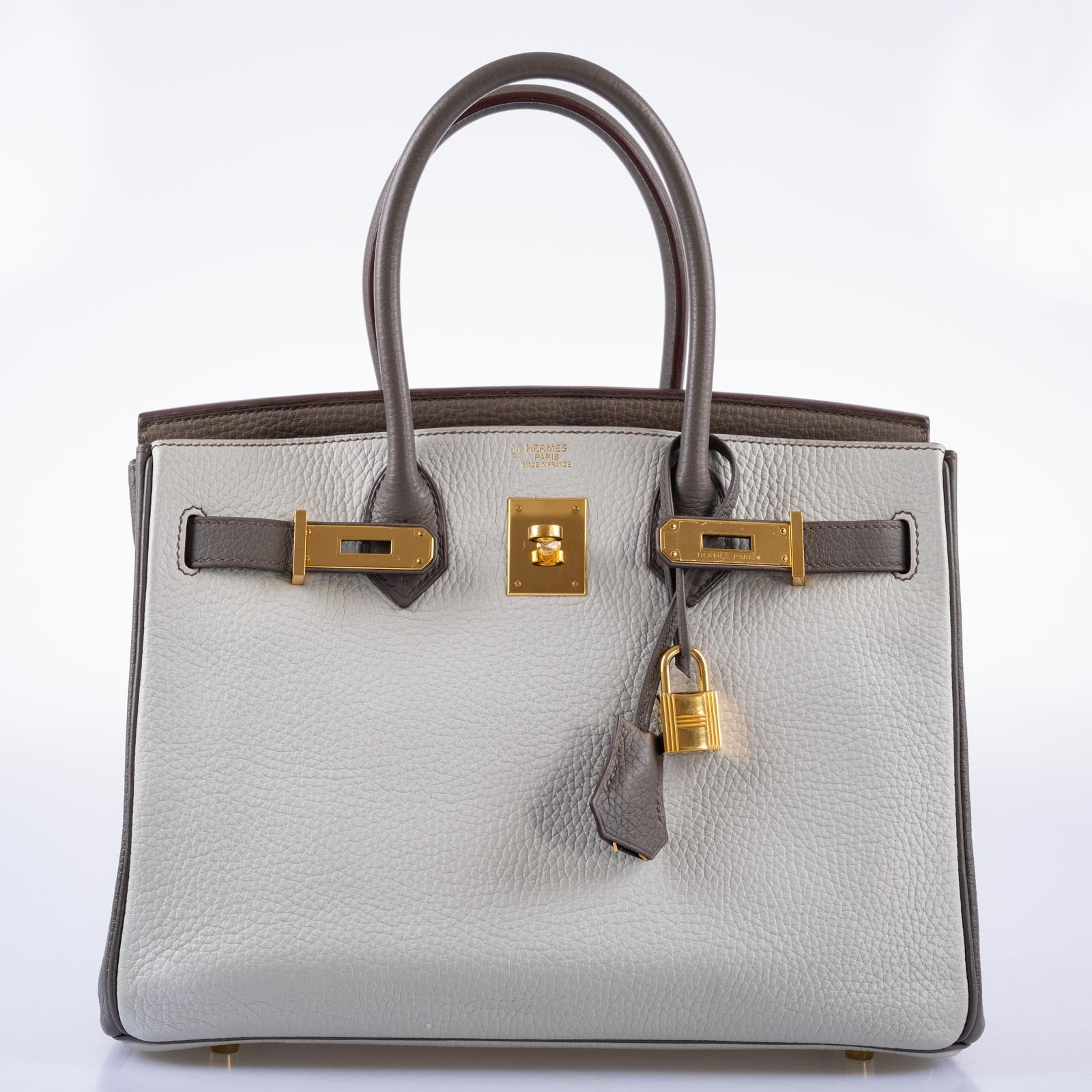 Hermès HSS Birkin 30 Etain, Gris Perle and Etoupe Clemence Gold Hardware