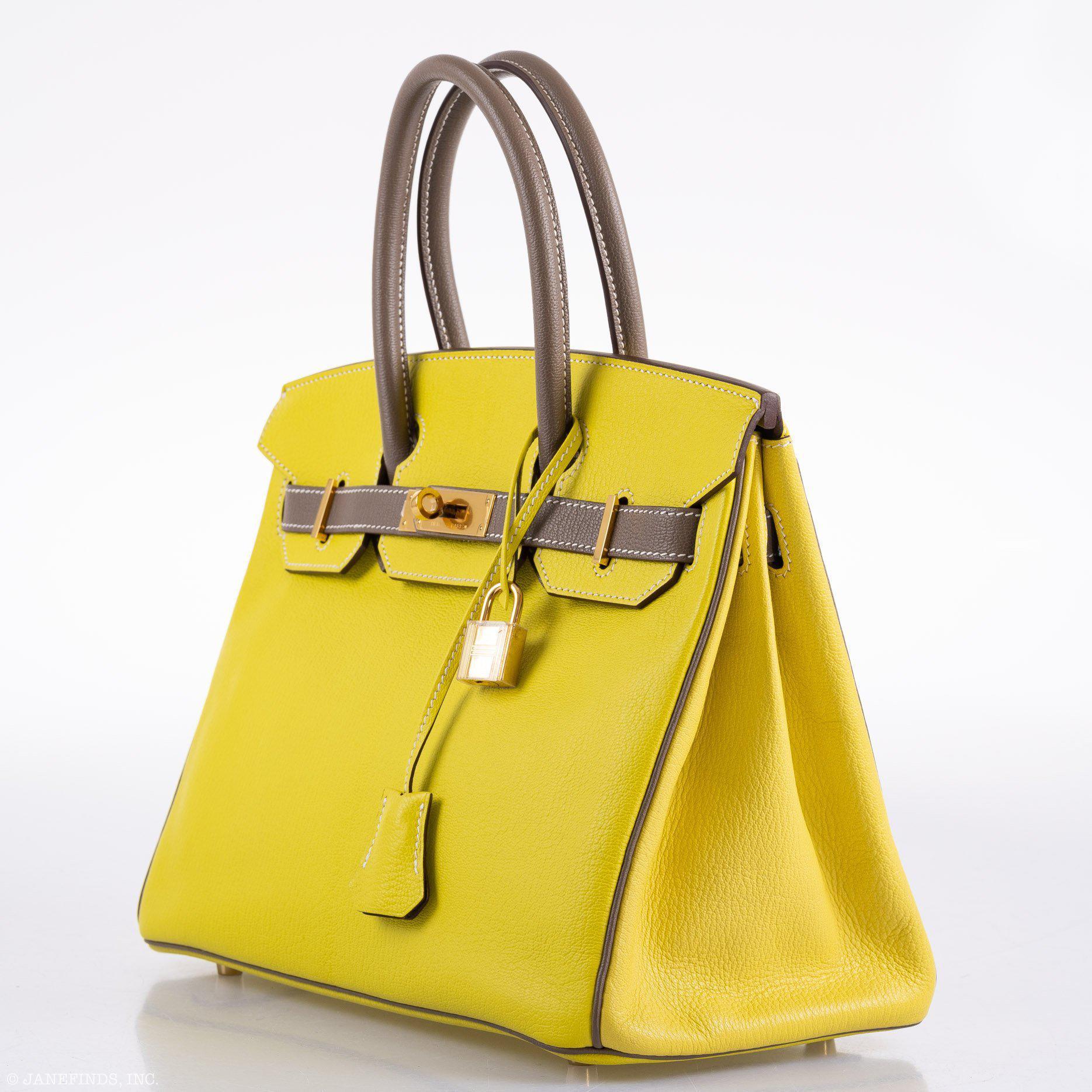 Hermès HSS Birkin 30 Lime and Etoupe Chevre Gold Hardware, 2013