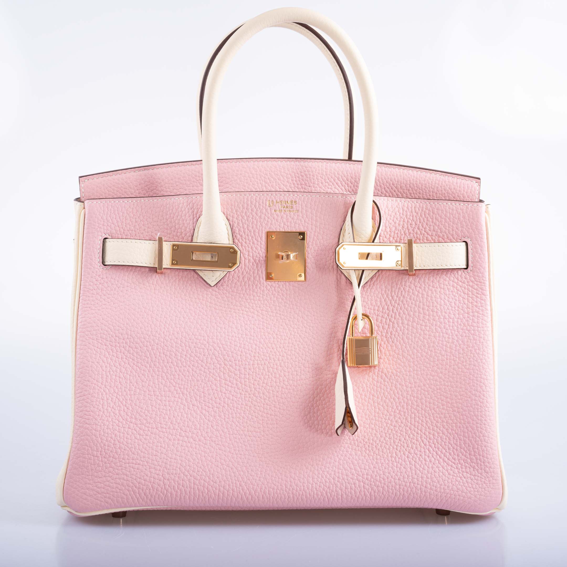 Hermès HSS Birkin 30 Rose Sakura and Craie Clemence with Rose Gold Hardware