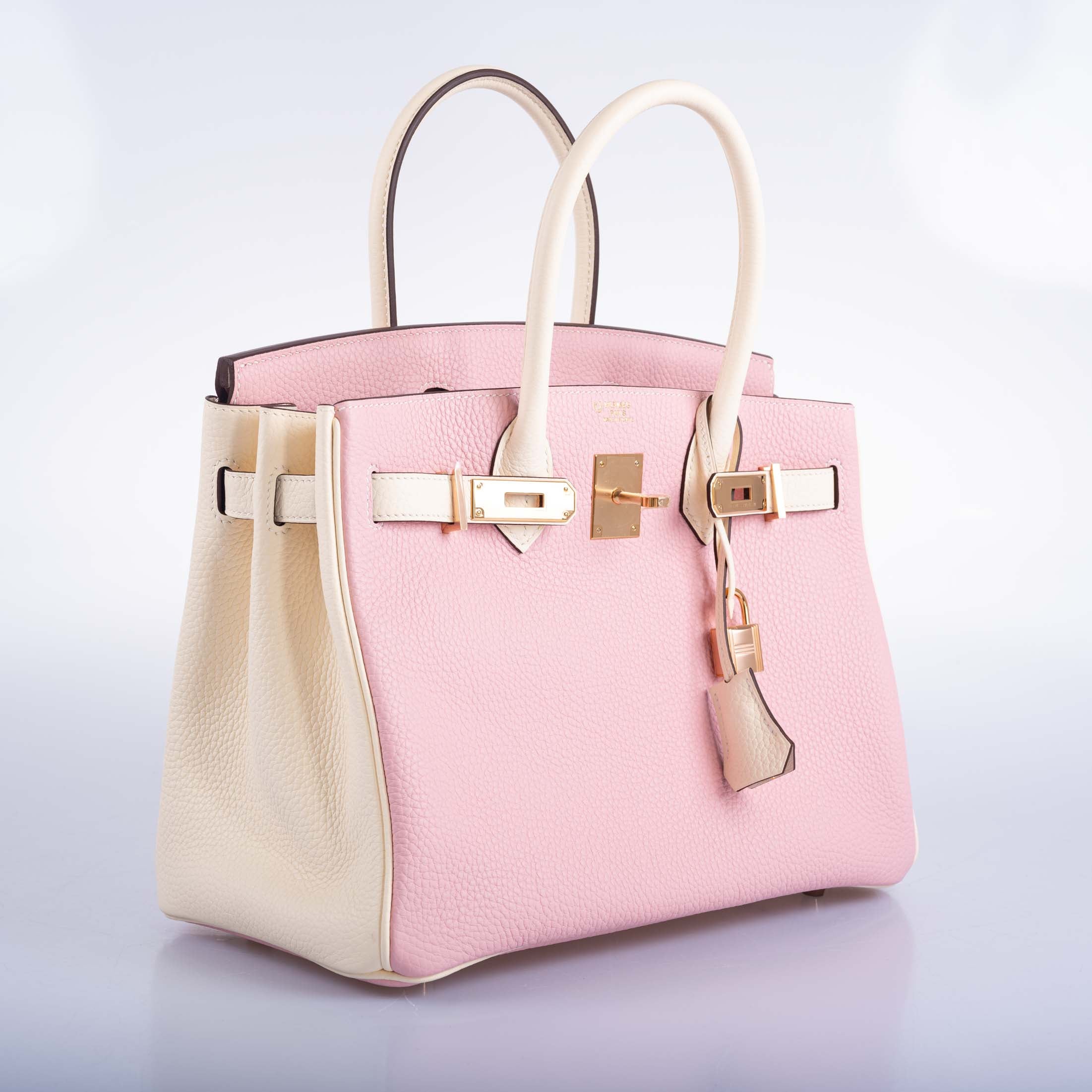 Hermès HSS Birkin 30 Rose Sakura and Craie Clemence with Rose Gold Hardware