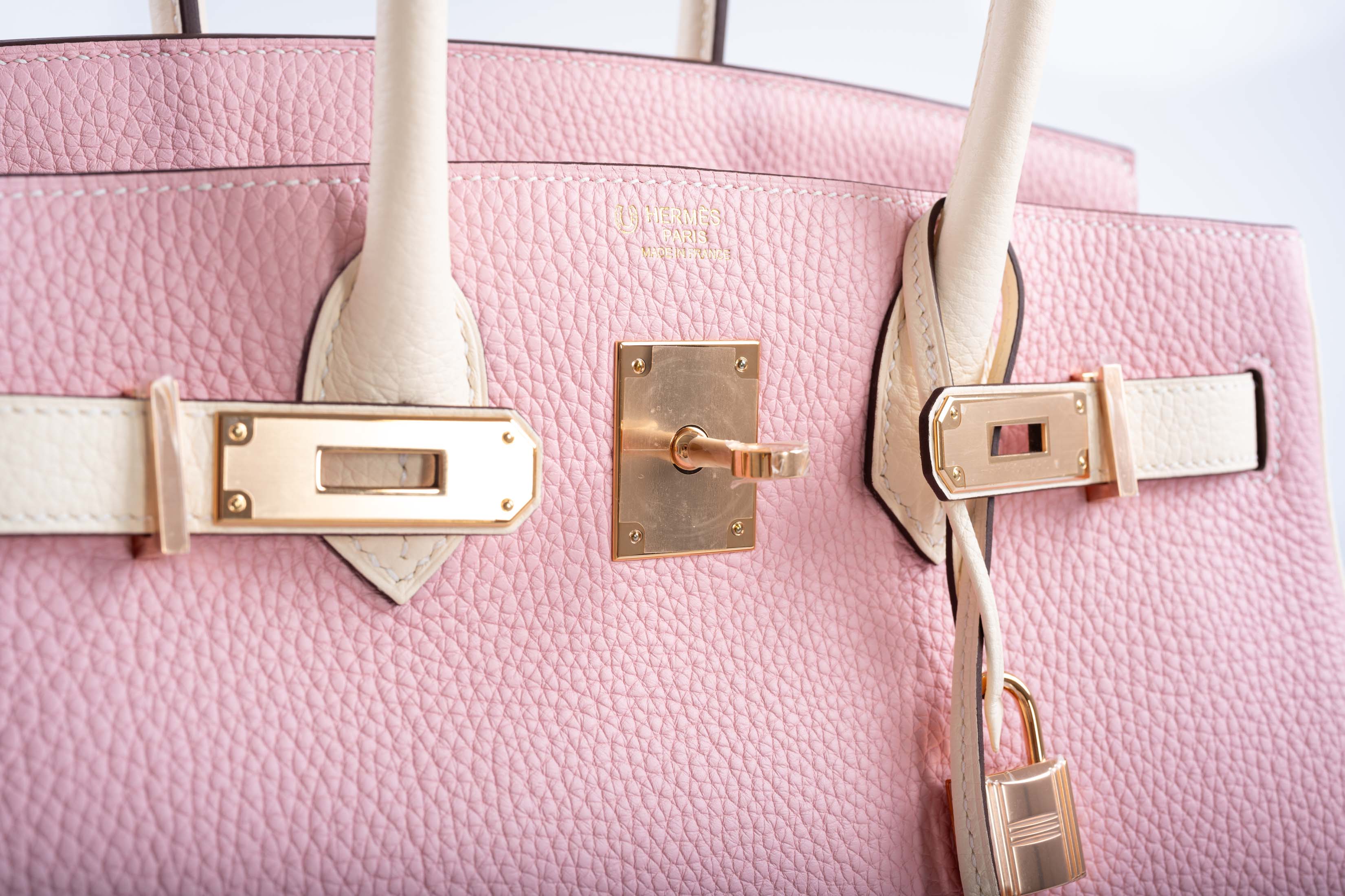 Hermès HSS Birkin 30 Rose Sakura and Craie Clemence with Rose Gold Hardware