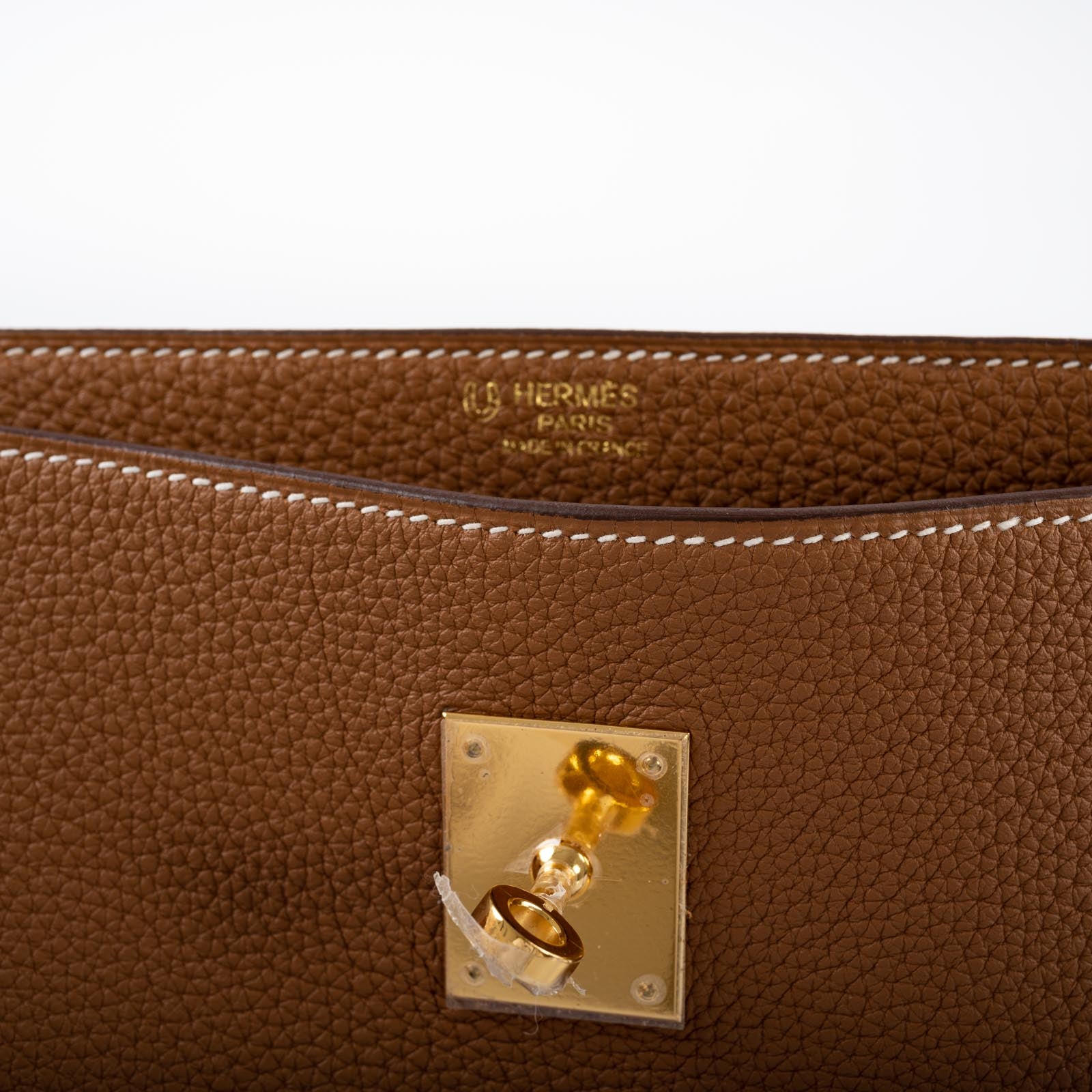 Hermès HSS Kelly Depeches 34 Gold and Vert Cypress Togo Gold Hardware