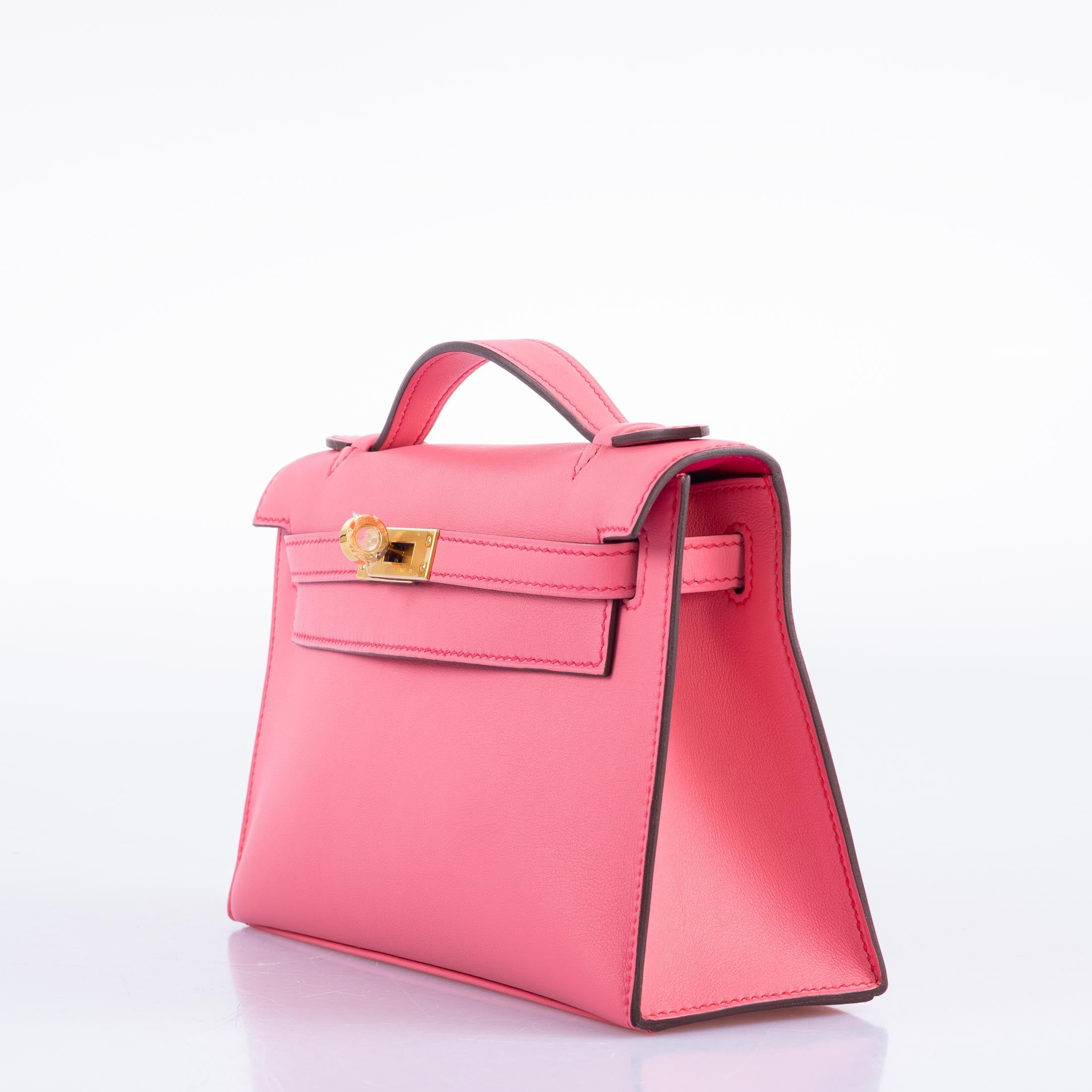 Hermès HSS Kelly Pochette Rose Azalee Swift and Rose Mexico Interior and Stitching with Gold Hardware