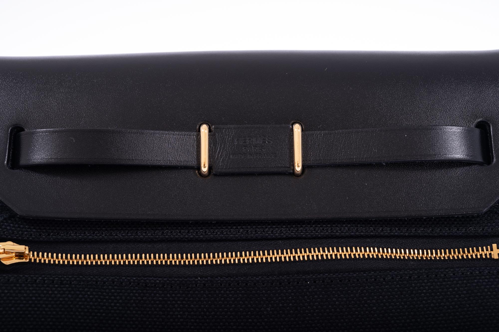 Hermès Herbag Zip 20 Black Vache Hunter and Toile Gold Hardware