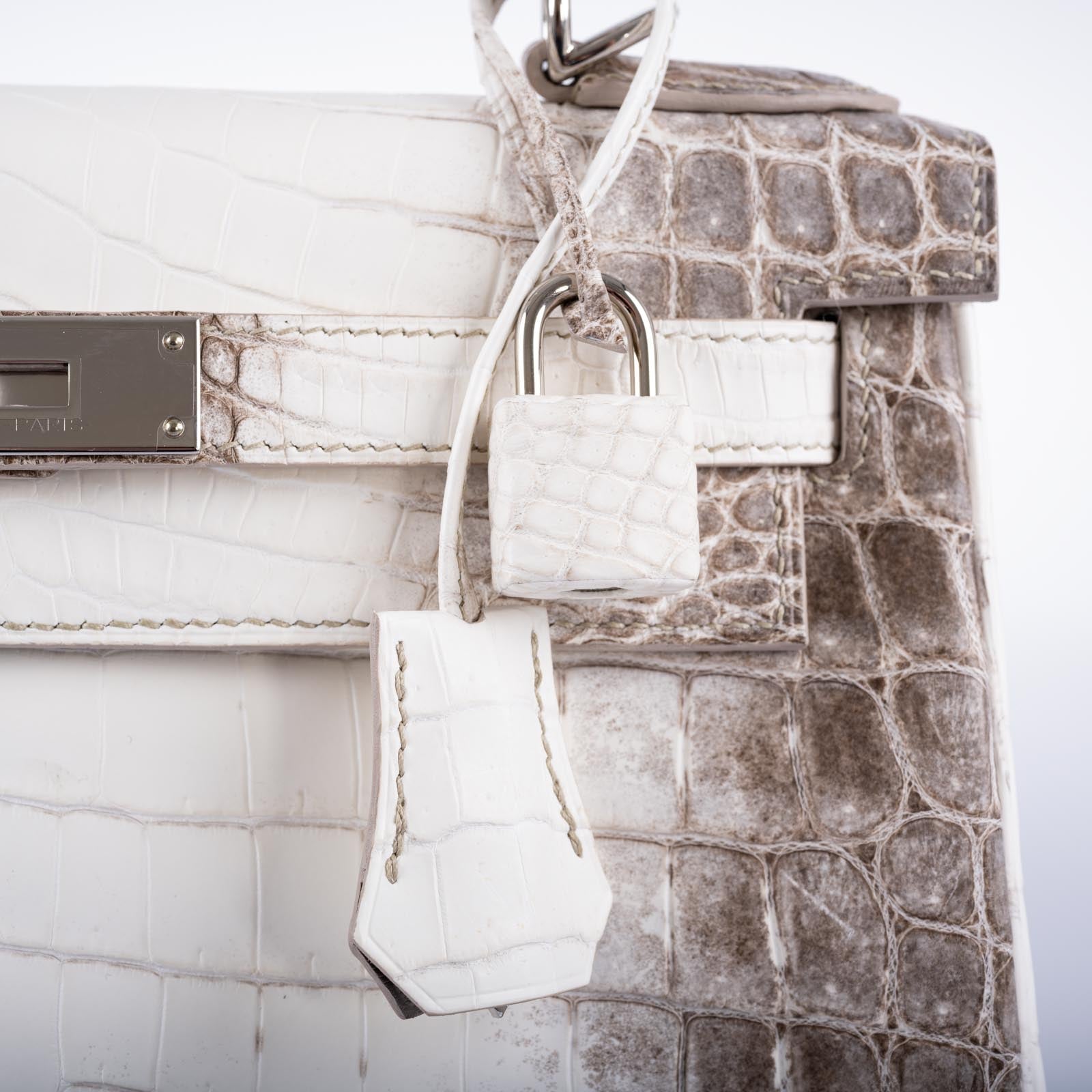 Hermès Kelly 28 Retourne Himalayan Matte Niloticus Crocodile Palladium Hardware