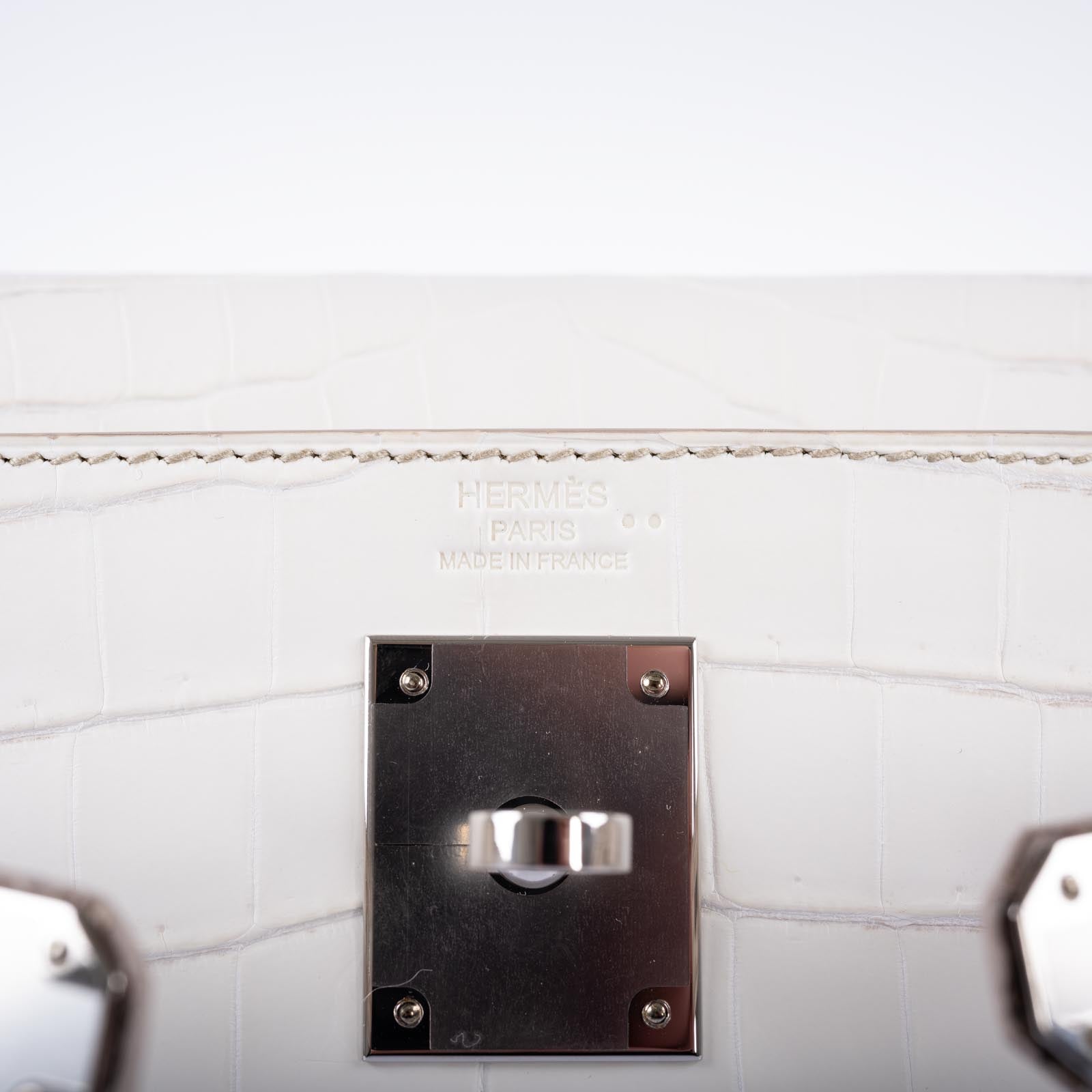 Hermès Kelly 28 Retourne Himalayan Matte Niloticus Crocodile Palladium Hardware