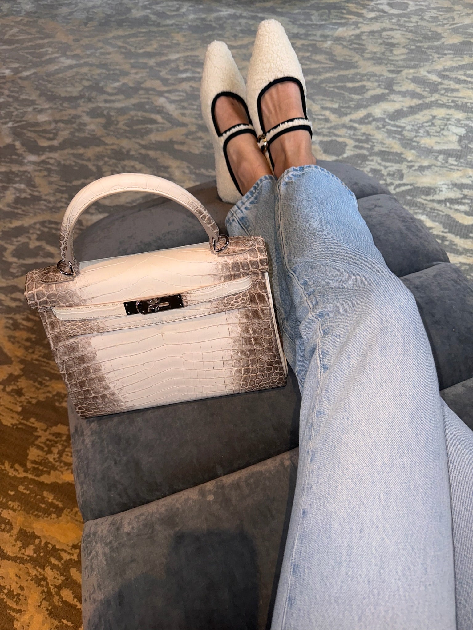 Hermès Himalayan Kelly 28 Retourne Matte Nilo Crocodile Palladium Hardware