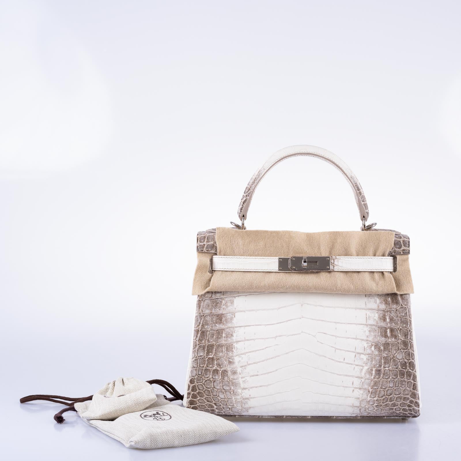 Hermès Kelly 28 Retourne Himalayan Matte Niloticus Crocodile Palladium Hardware