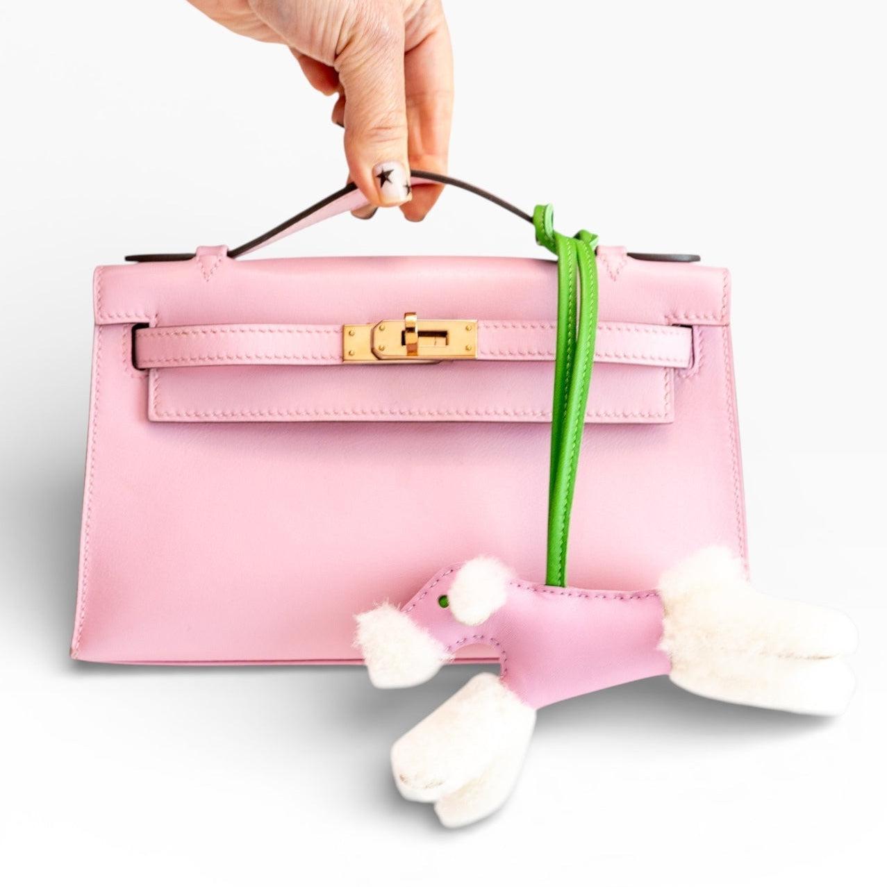 Hermès Horse Rodeo Plush PM Charm Mauve Sylvestre Lambskin Ecru Merino Wool Gold Hardware