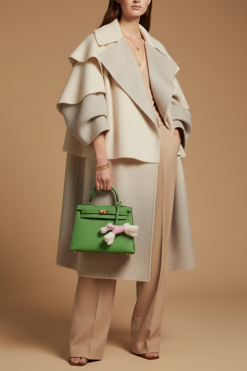 Hermès Horse Rodeo Plush PM Charm Mauve Sylvestre Lambskin Ecru Merino Wool Gold Hardware