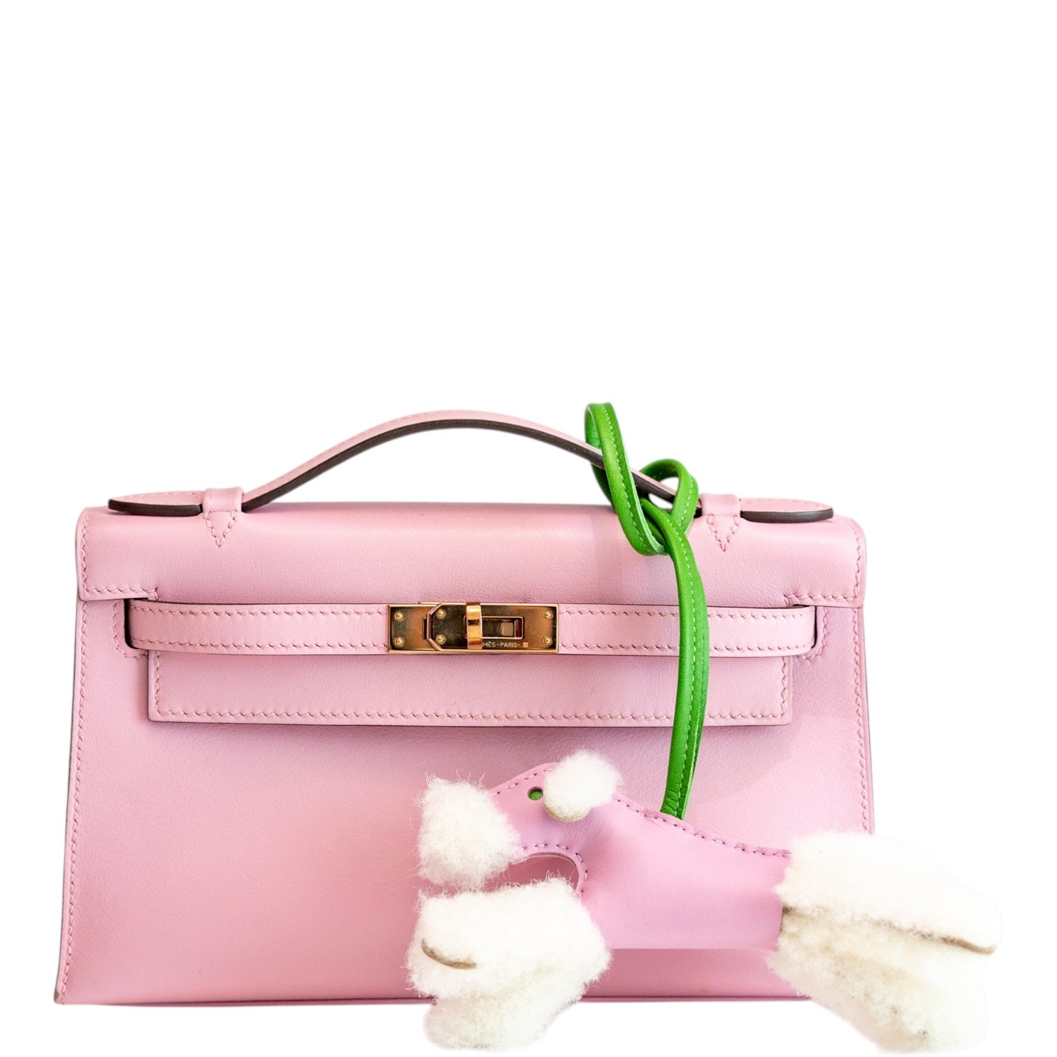 Hermès Horse Rodeo Plush PM Charm Mauve Sylvestre Lambskin Ecru Merino Wool Gold Hardware