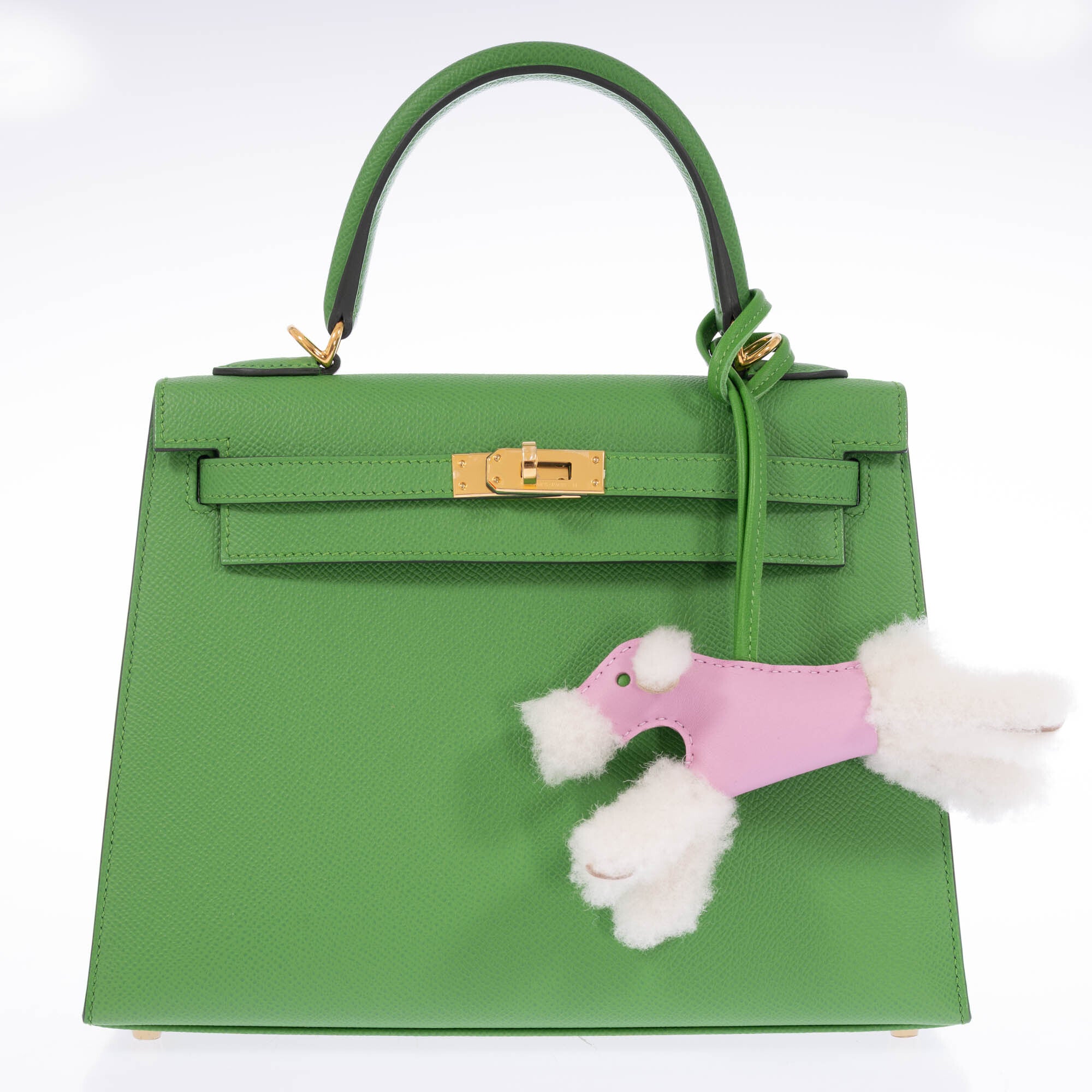 Hermès Horse Rodeo Plush PM Charm Mauve Sylvestre Lambskin Ecru Merino Wool Gold Hardware