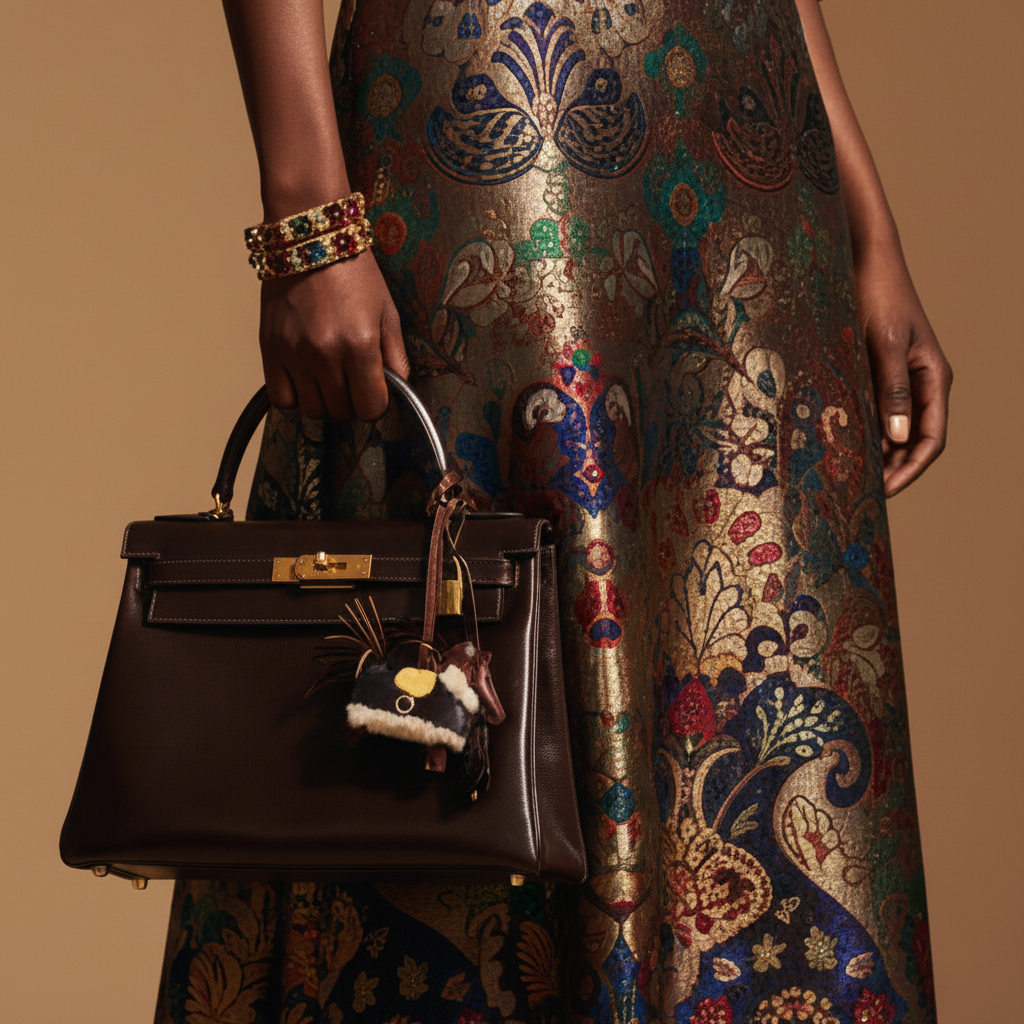 Hermès Horse Rodeo Plush PM Charm Terre/Sesame/Noir Lambskin Ecru Merino Wool Gold Hardware