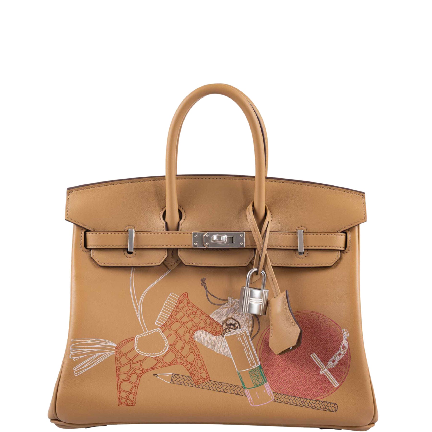 Hermès In and Out Birkin 25 Biscuit Printed Swift Palladium Hardware