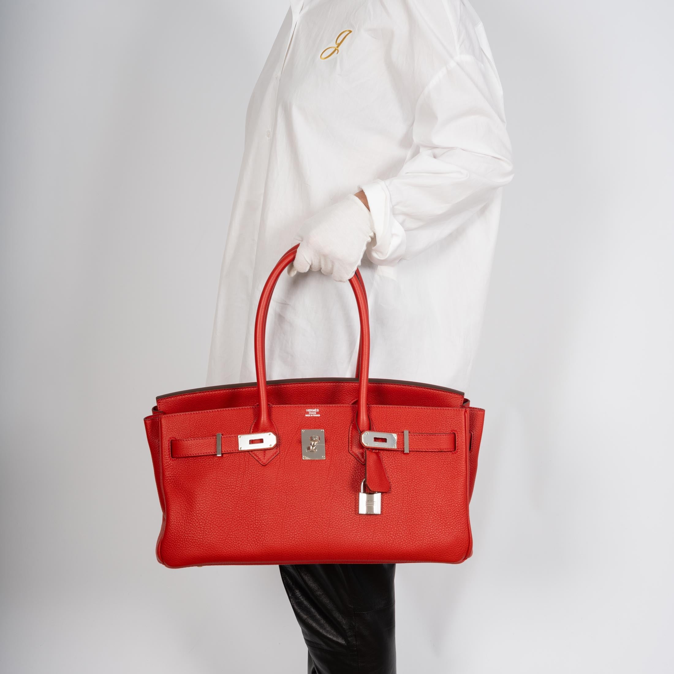 Hermès JPG Shoulder Birkin II 42 Vermillion Clemence Palladium Hardware