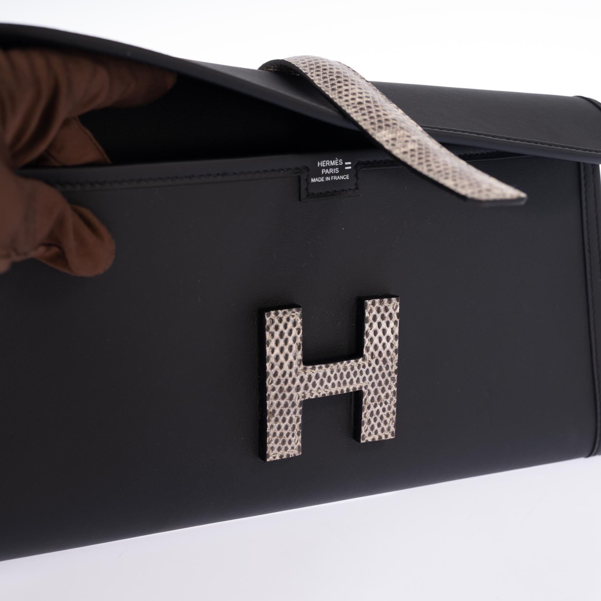 Hermès Jige Élan 29 "Touch" Noir Swift & Ombré Lizard