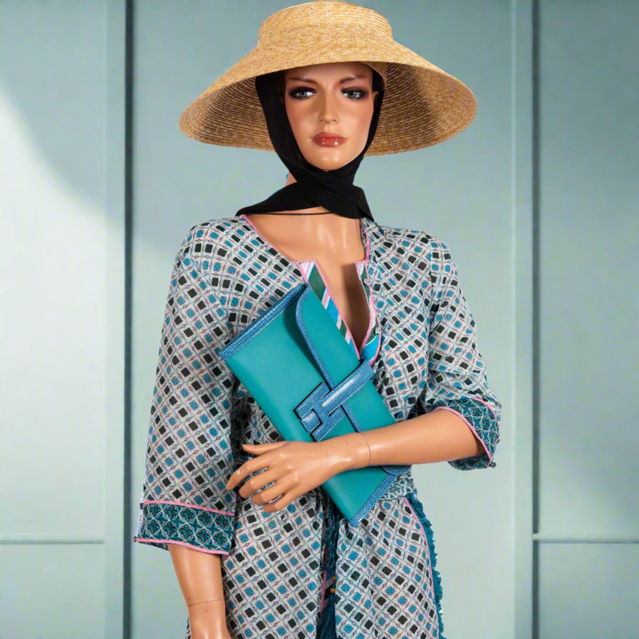 Hermès Jige Elan in Bleu Paon Swift and Mykonos Lizard, 2018