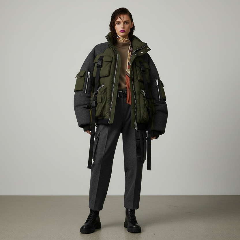 Hermès Jumping Leather Fringes Twilly Crème/Alezan/Anthracite Silk