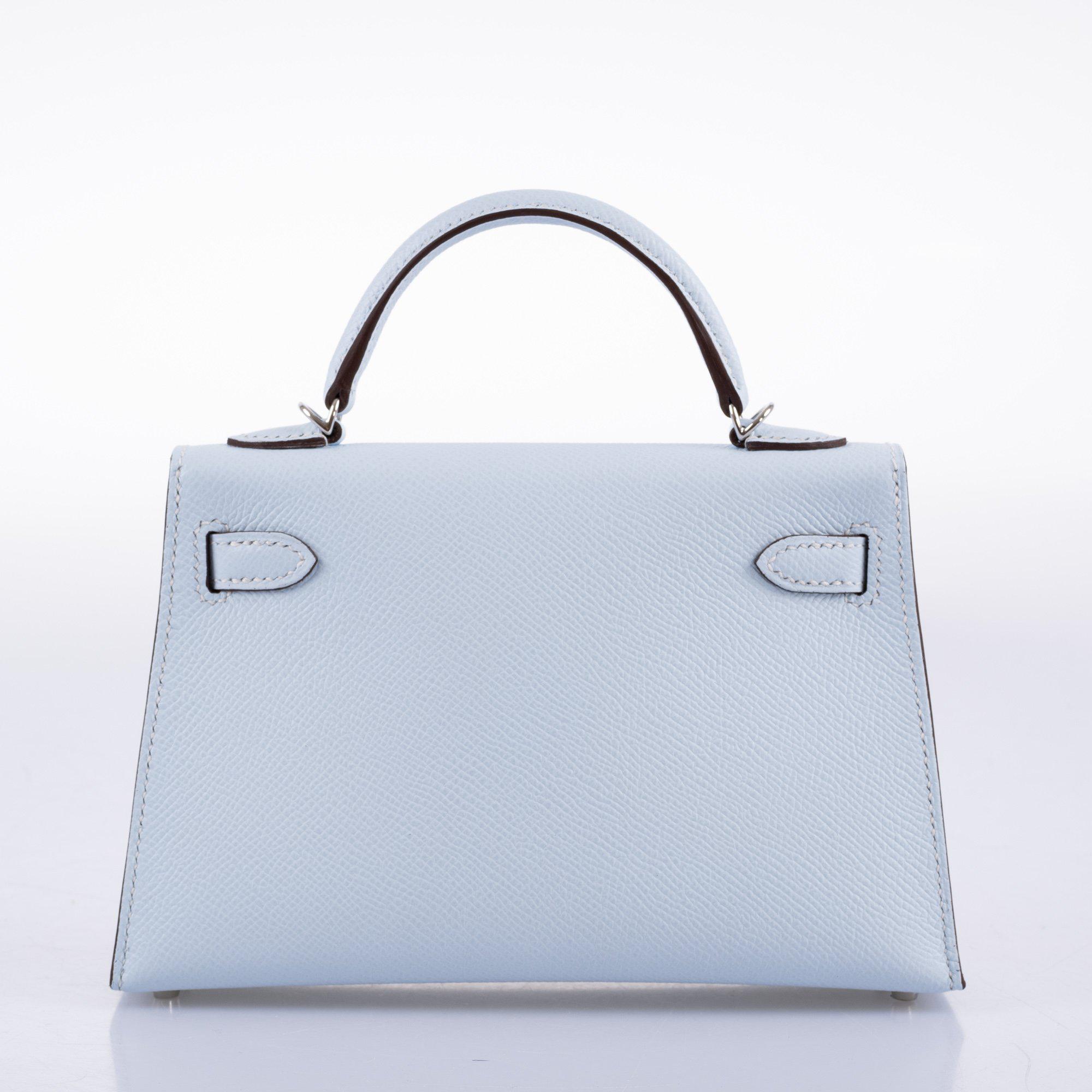 Hermès Kelly 20 Mini II Bleu Brume Hydra Epsom Palladium Hardware