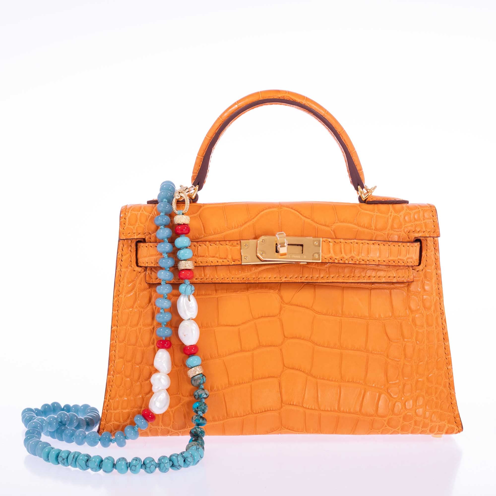 Hermès Kelly 20 Mini II Sellier Apricot Matte Alligator Gold Hardware