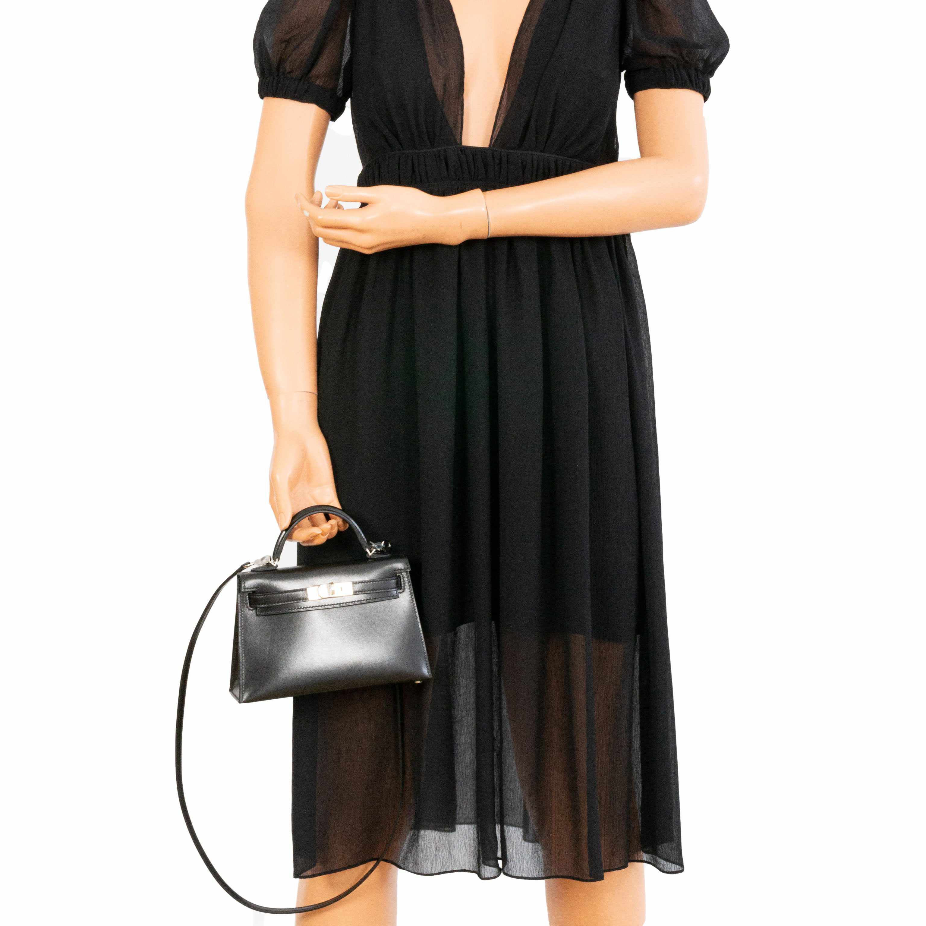 Hermès Kelly 20 Mini II Sellier Black Box Palladium Hardware