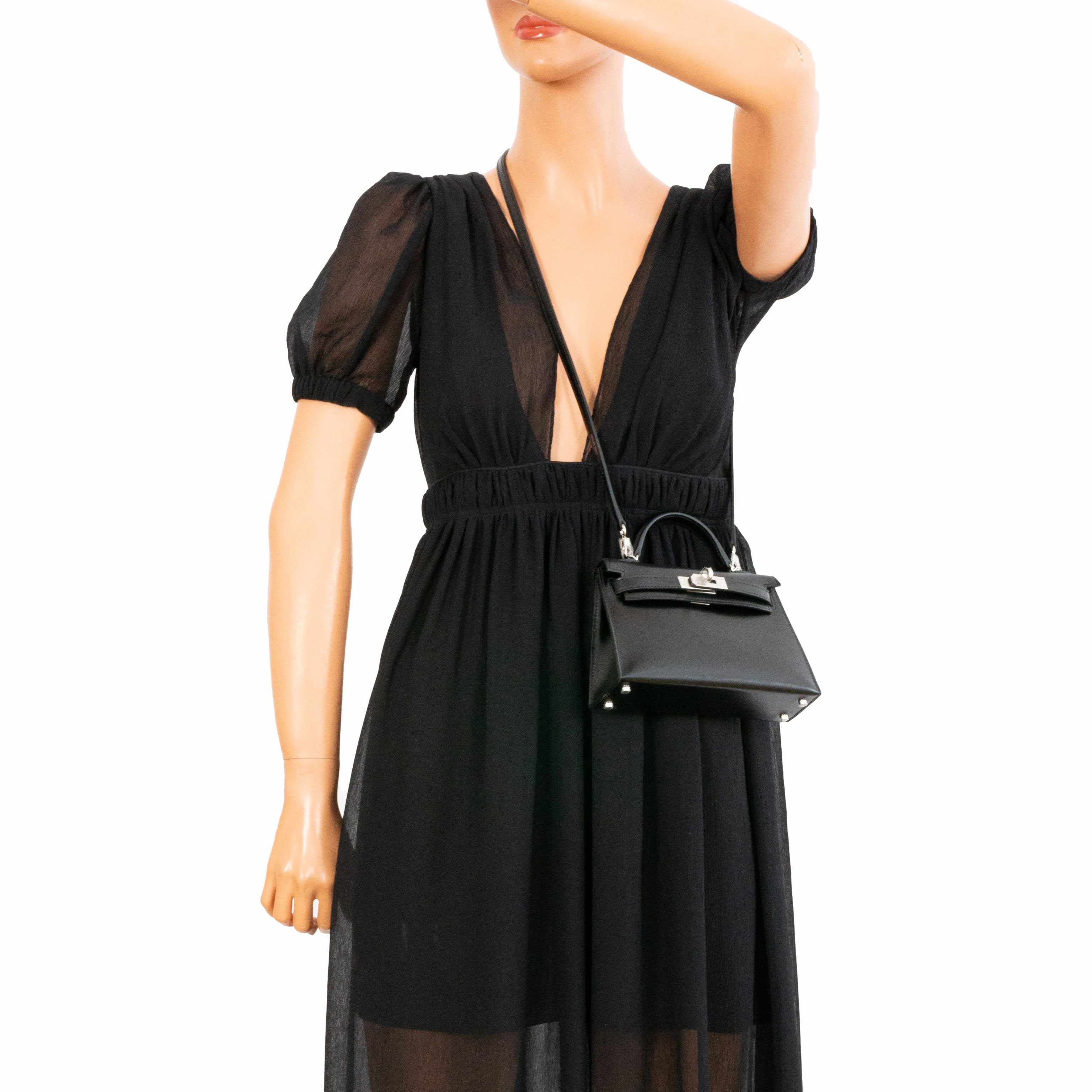 Hermès Kelly 20 Mini II Sellier Black Box Palladium Hardware