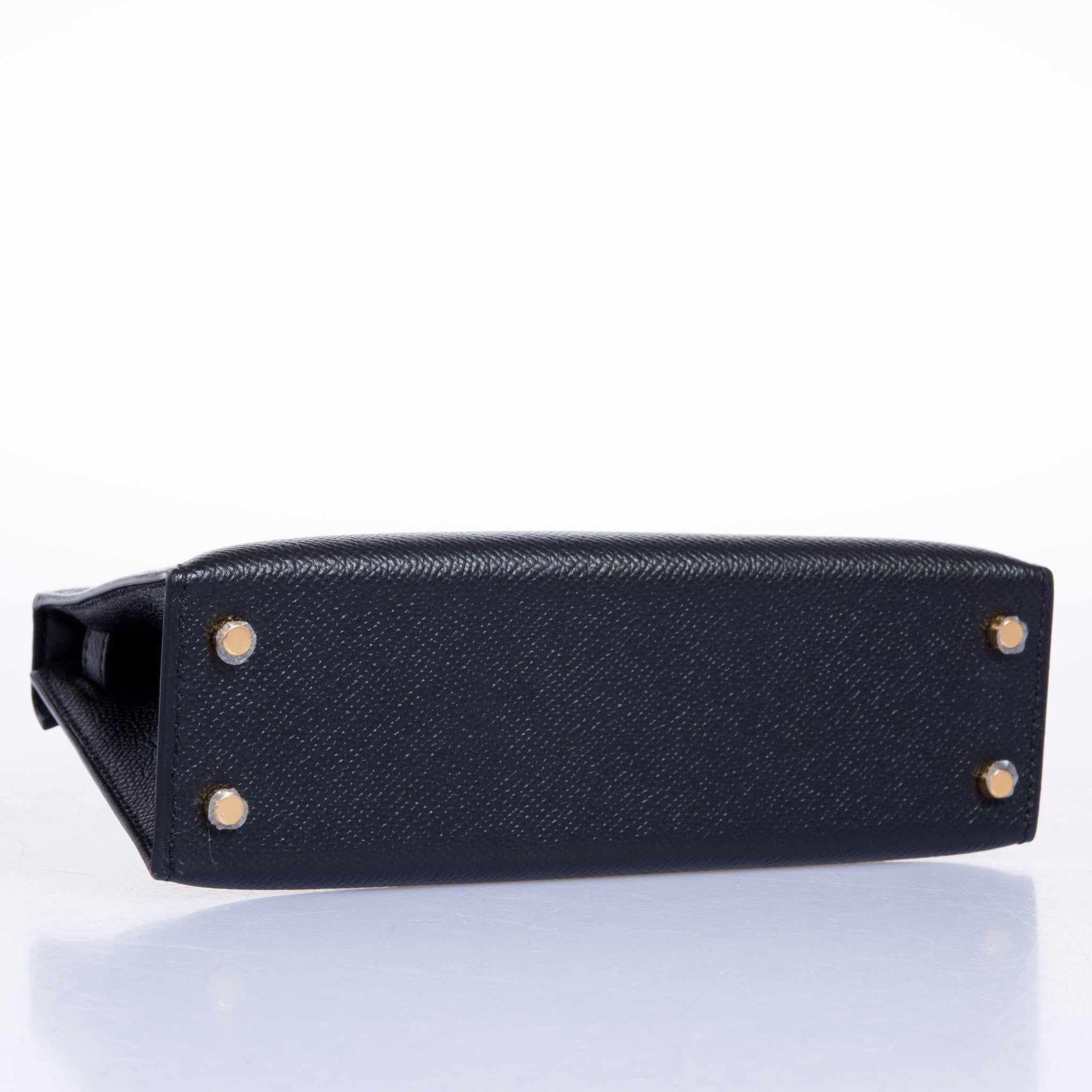 Hermès Kelly 20 Mini II Sellier Black Epsom Gold Hardware
