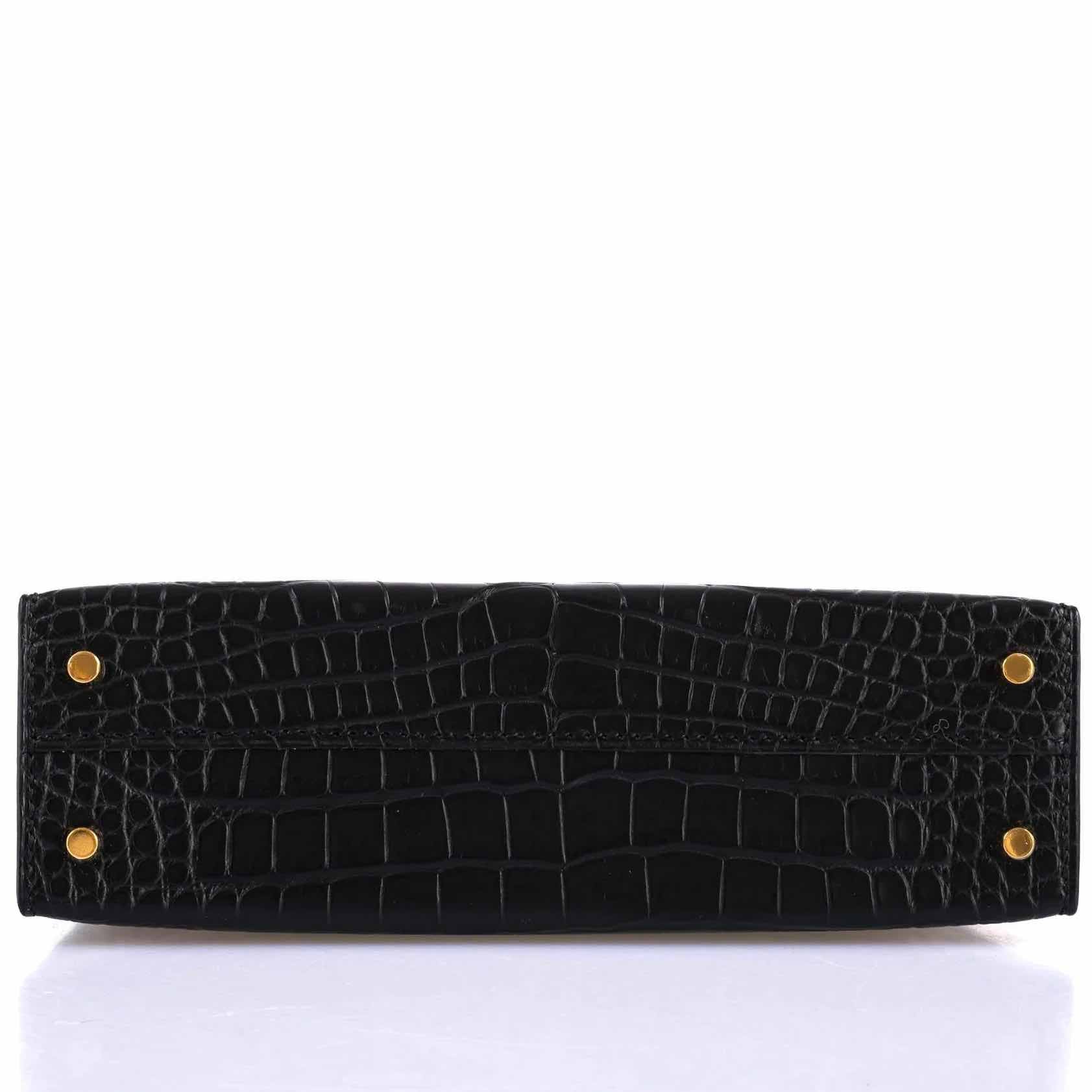 Hermès Kelly 20 Mini II Sellier Black Matte Alligator Gold Hardware
