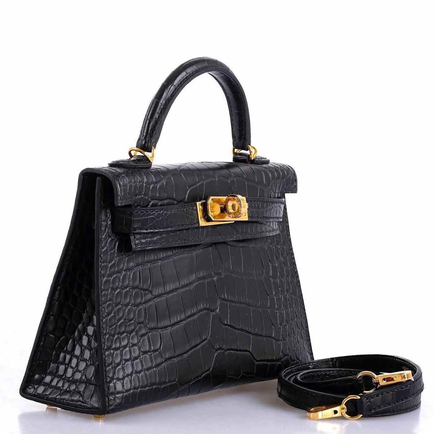 Hermès Kelly 20 Mini II Sellier Black Matte Alligator Gold Hardware