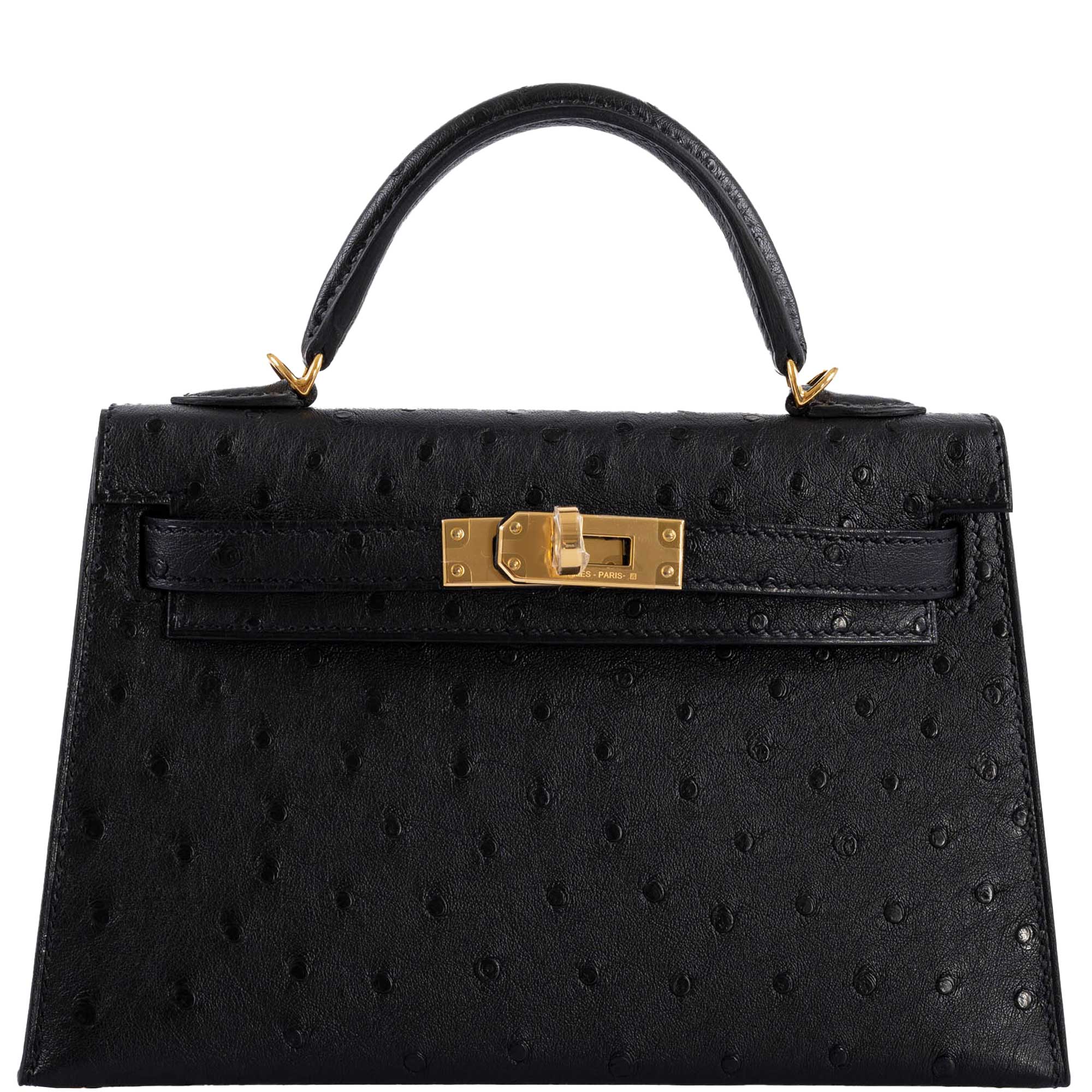 COLLECTOR ITEM Hermes Kelly Mini Black Ostrich 20 cm, From a collection of  rare vintage handbags and purse…