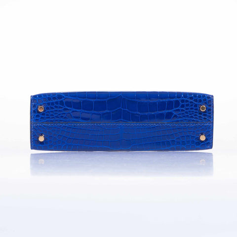 Hermès Kelly 20 Mini II Sellier Blue Electric Alligator Gold Hardware