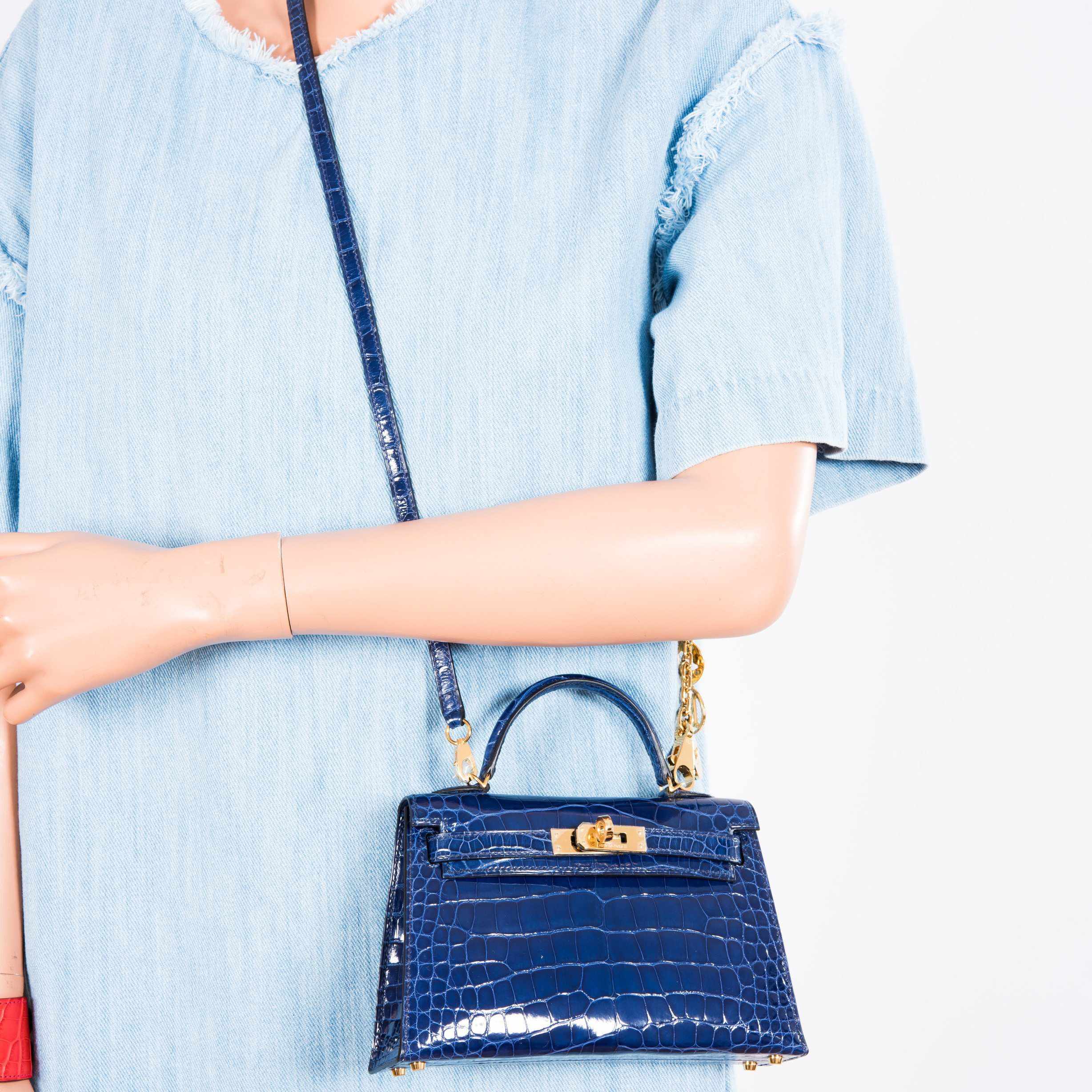 Hermès Kelly 20 Mini II Sellier Blue Sapphire Alligator Gold Hardware